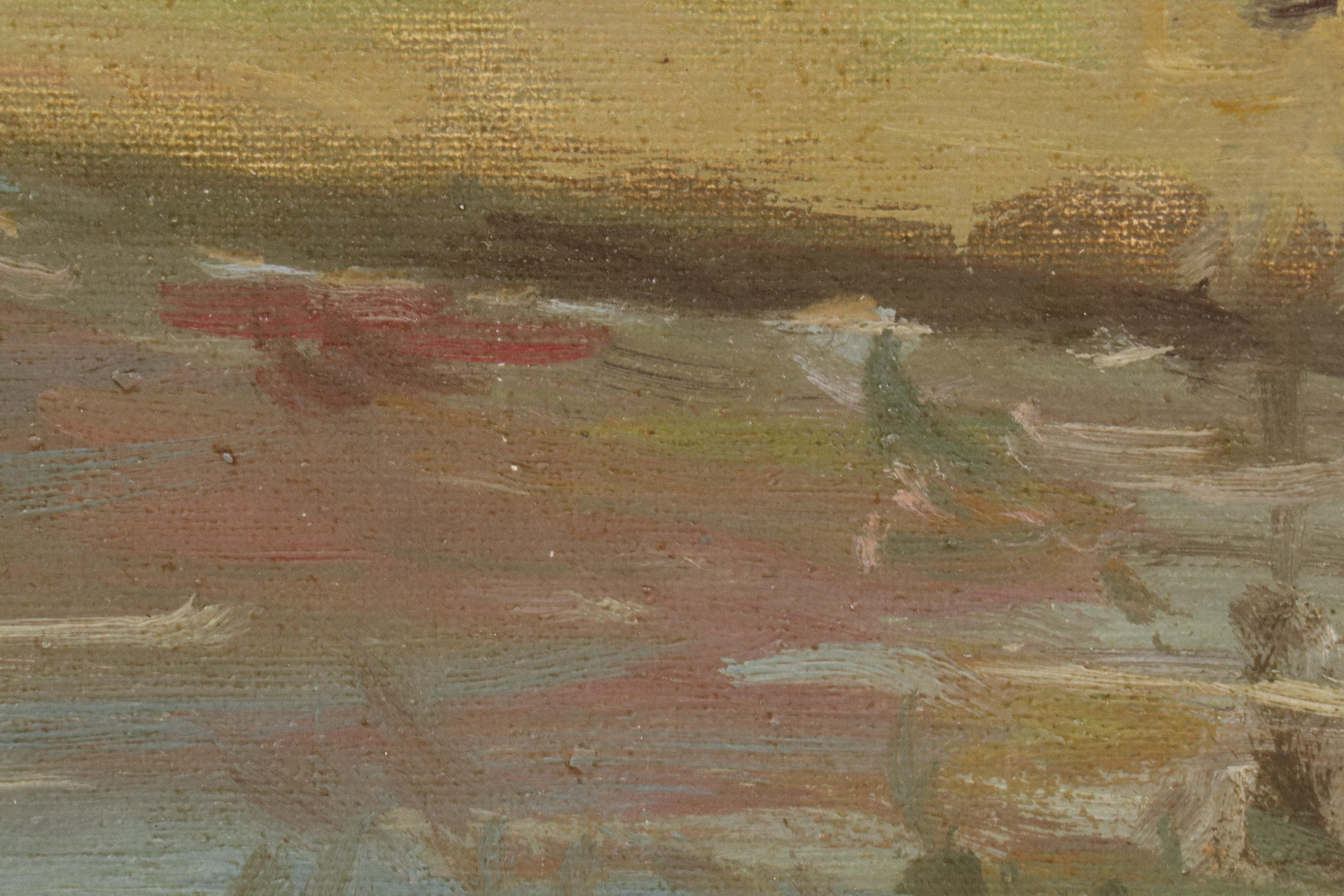 Charles Alfred Meurer Landscape Oil Painting "Ducks on Pond," 1941