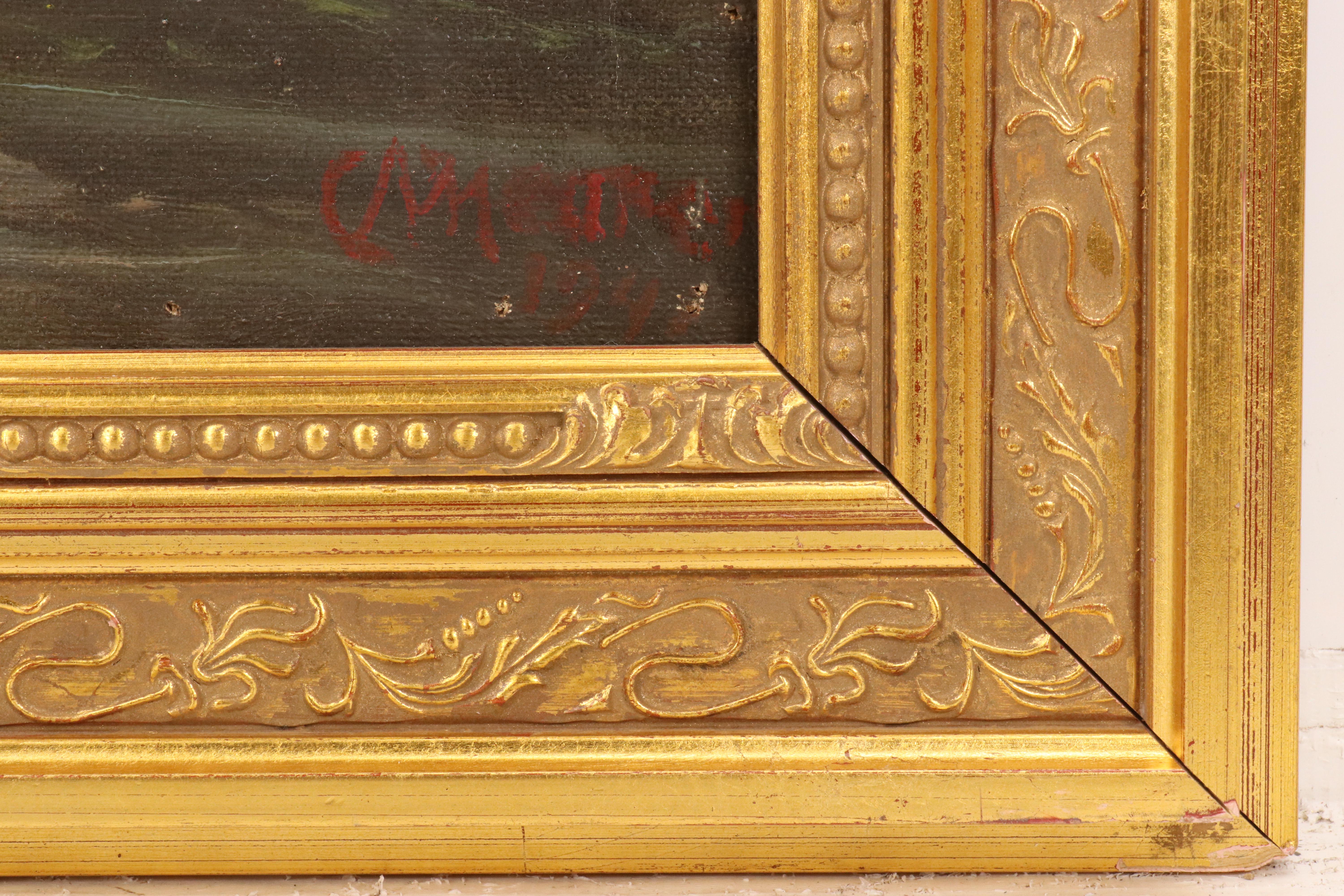 Charles Alfred Meurer Landscape Oil Painting "Ducks on Pond," 1941