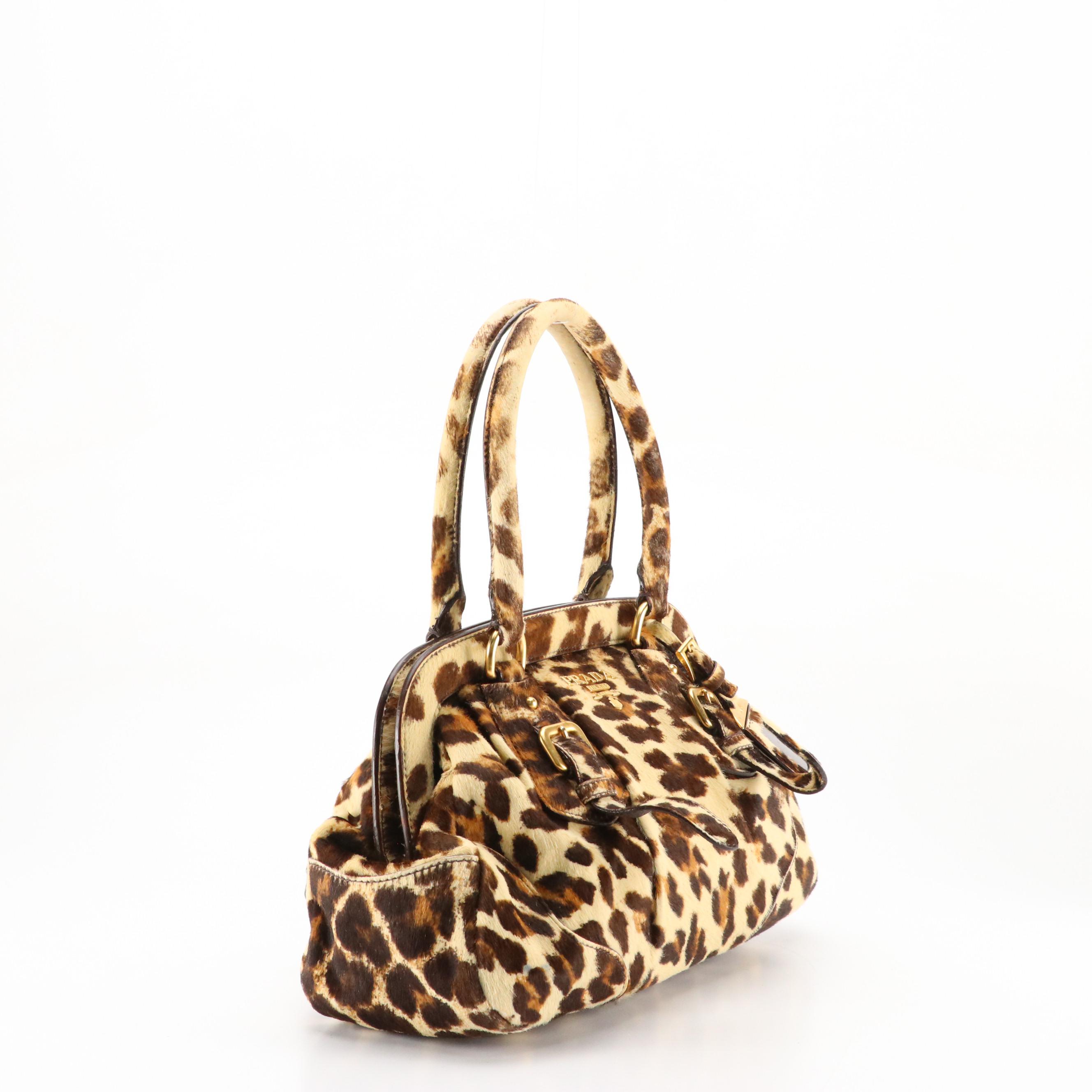 Prada Leopard Spotted Calf Hair Satchel
