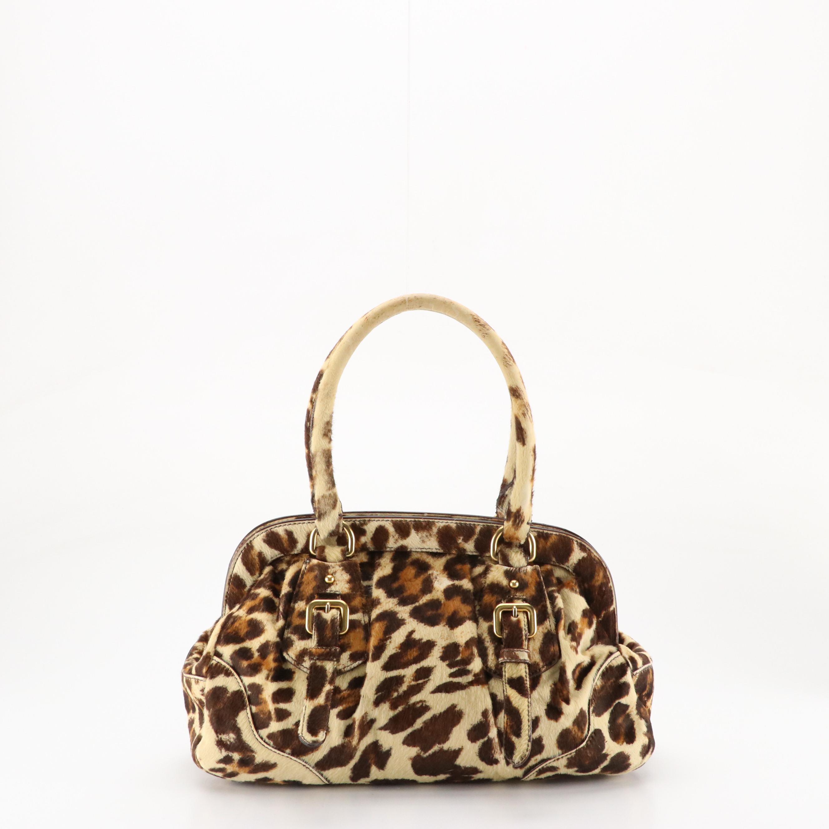 Prada Leopard Spotted Calf Hair Satchel