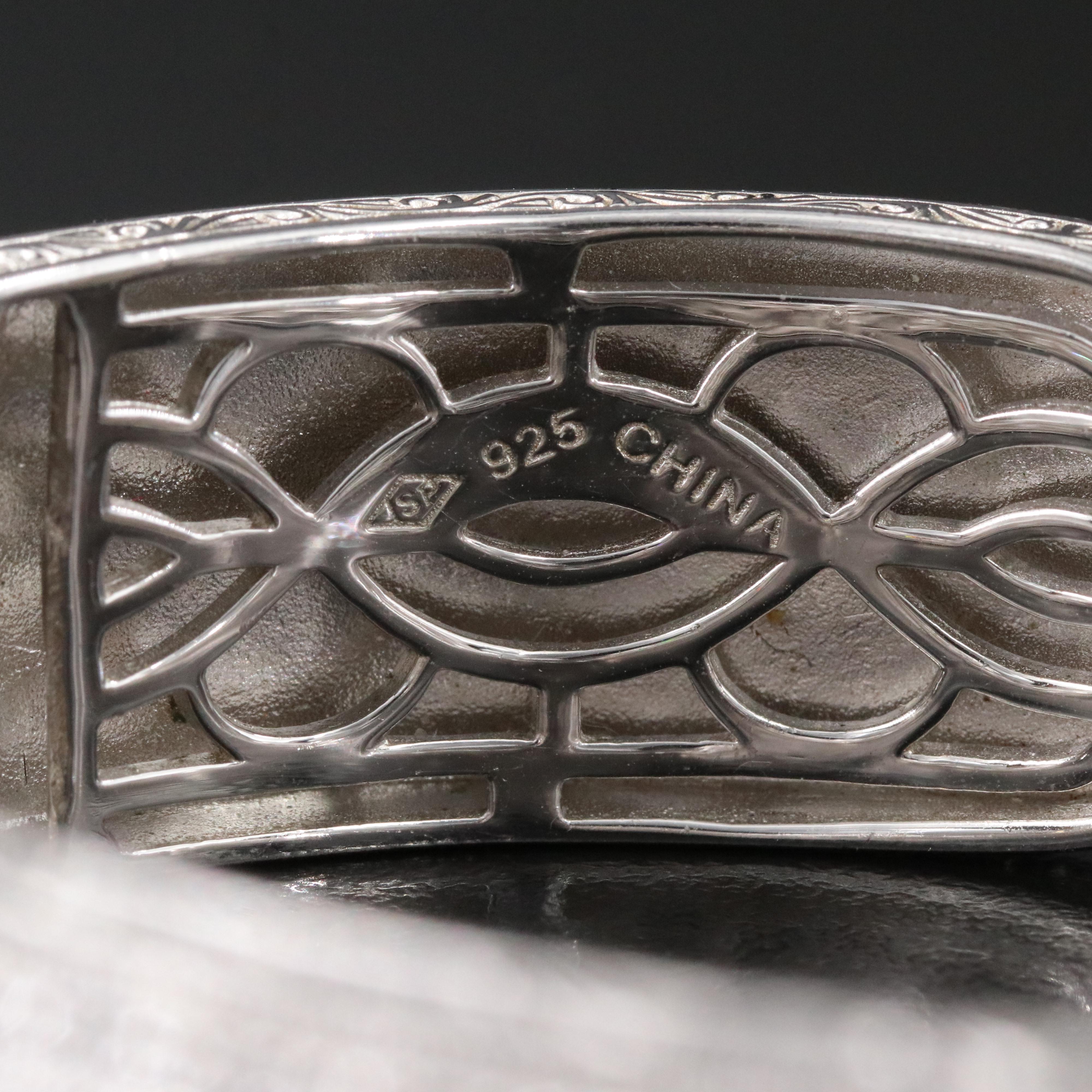 Sterling 0.87 CTW Diamond and Lab Grown Diamond Hinged Cuff