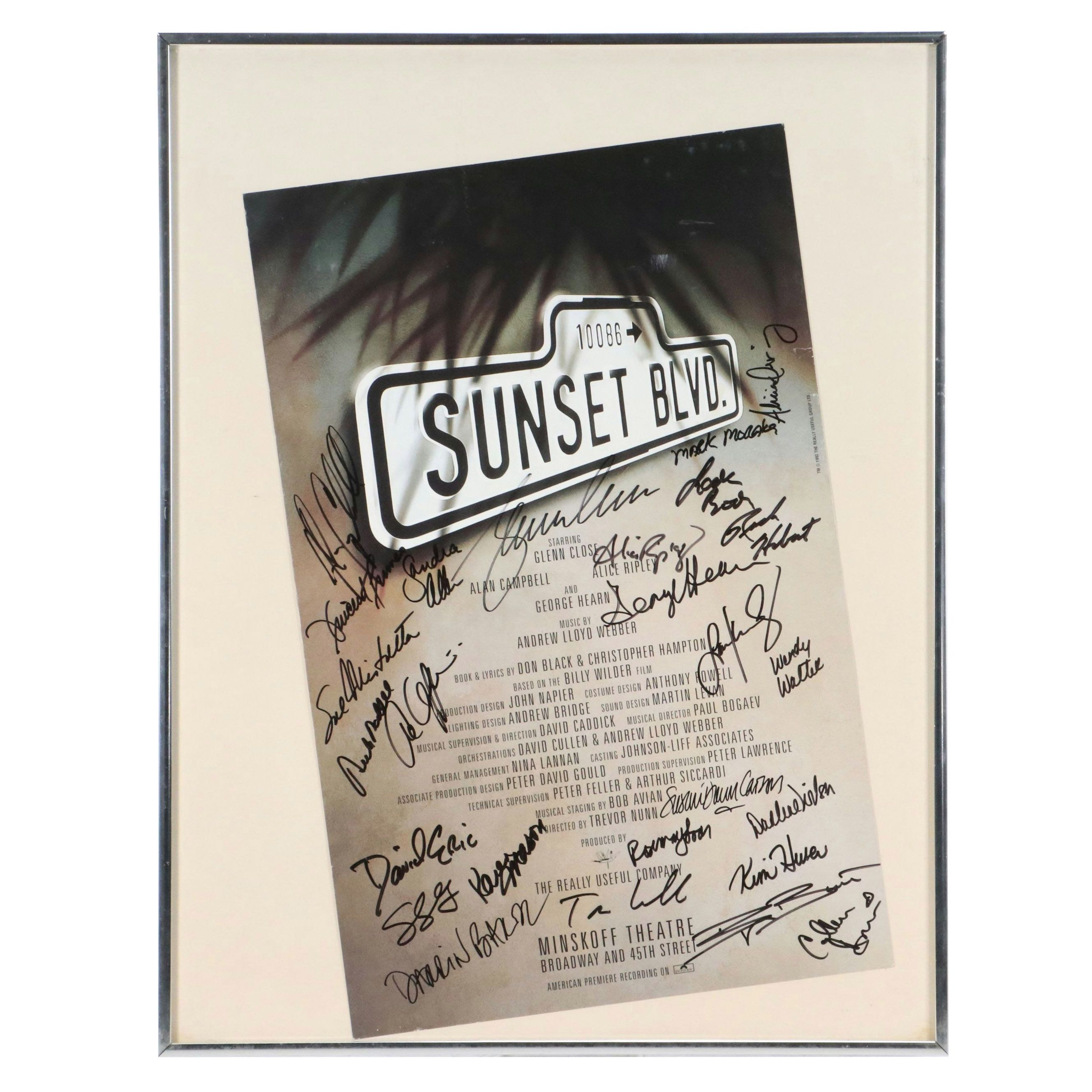 Cast Signed "Sunset Boulevard" Minskoff Theatre Poster, 1992