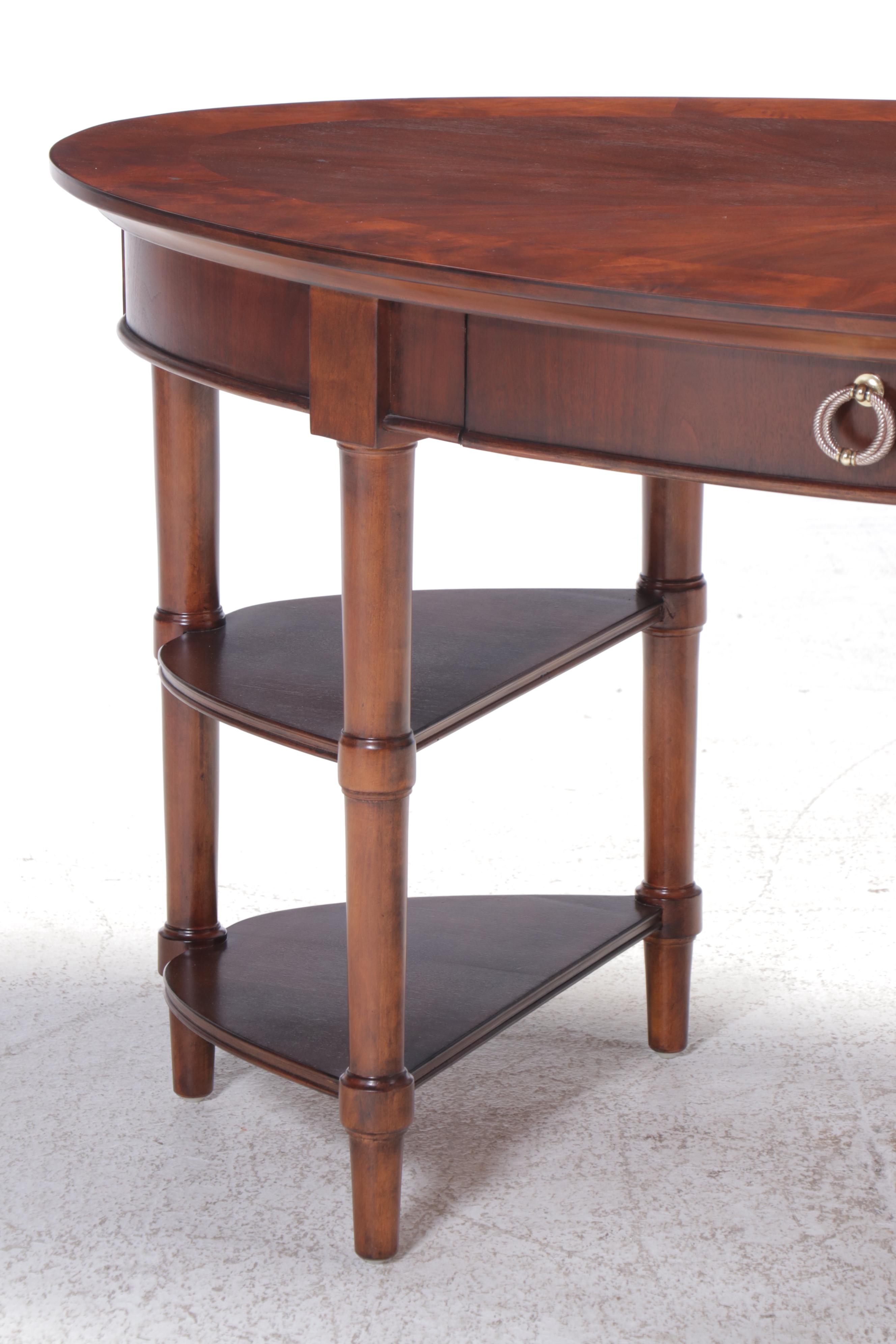 Stanley Furniture Contemporary Regency Style Mahogany Finish Oval Desk