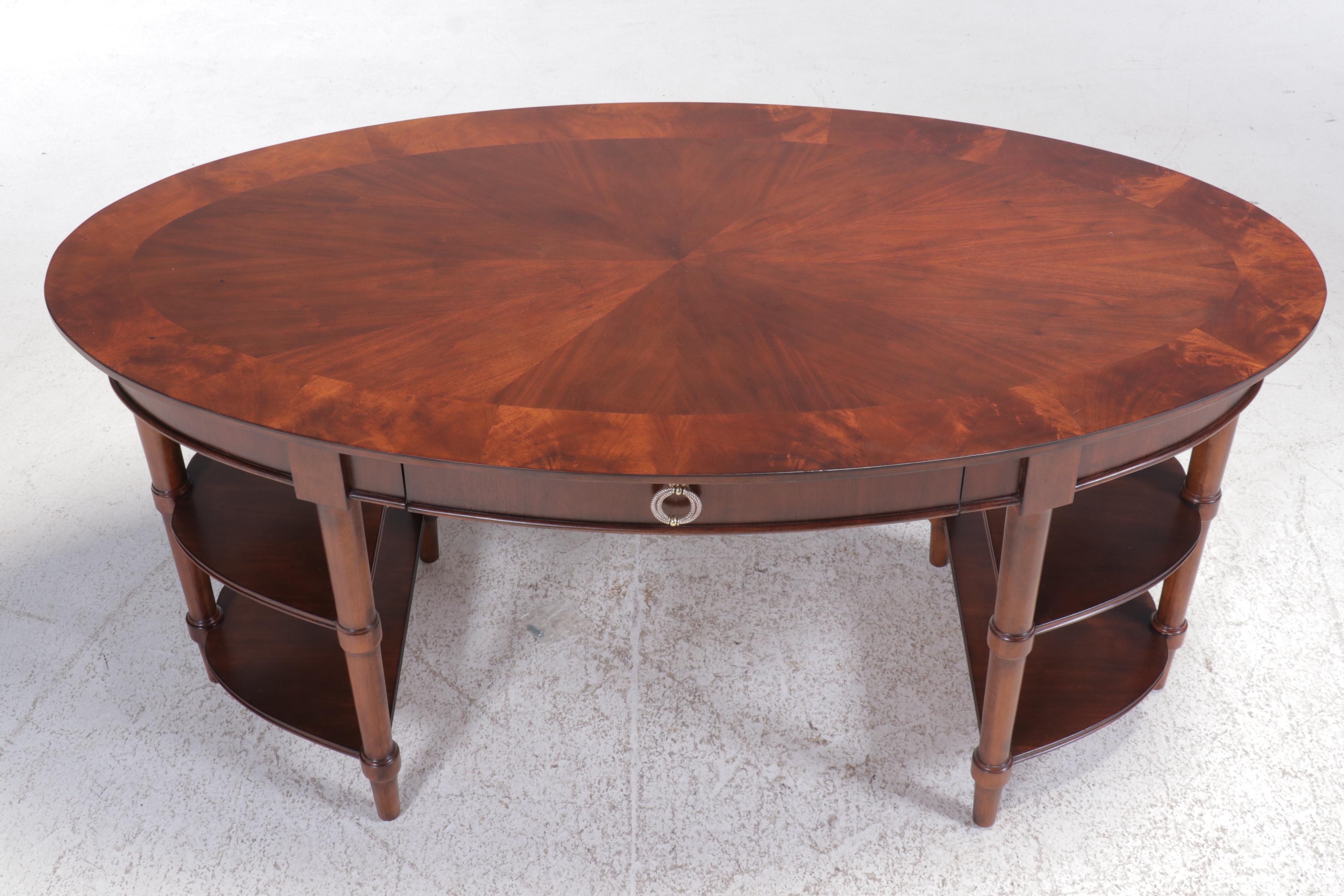 Stanley Furniture Contemporary Regency Style Mahogany Finish Oval Desk