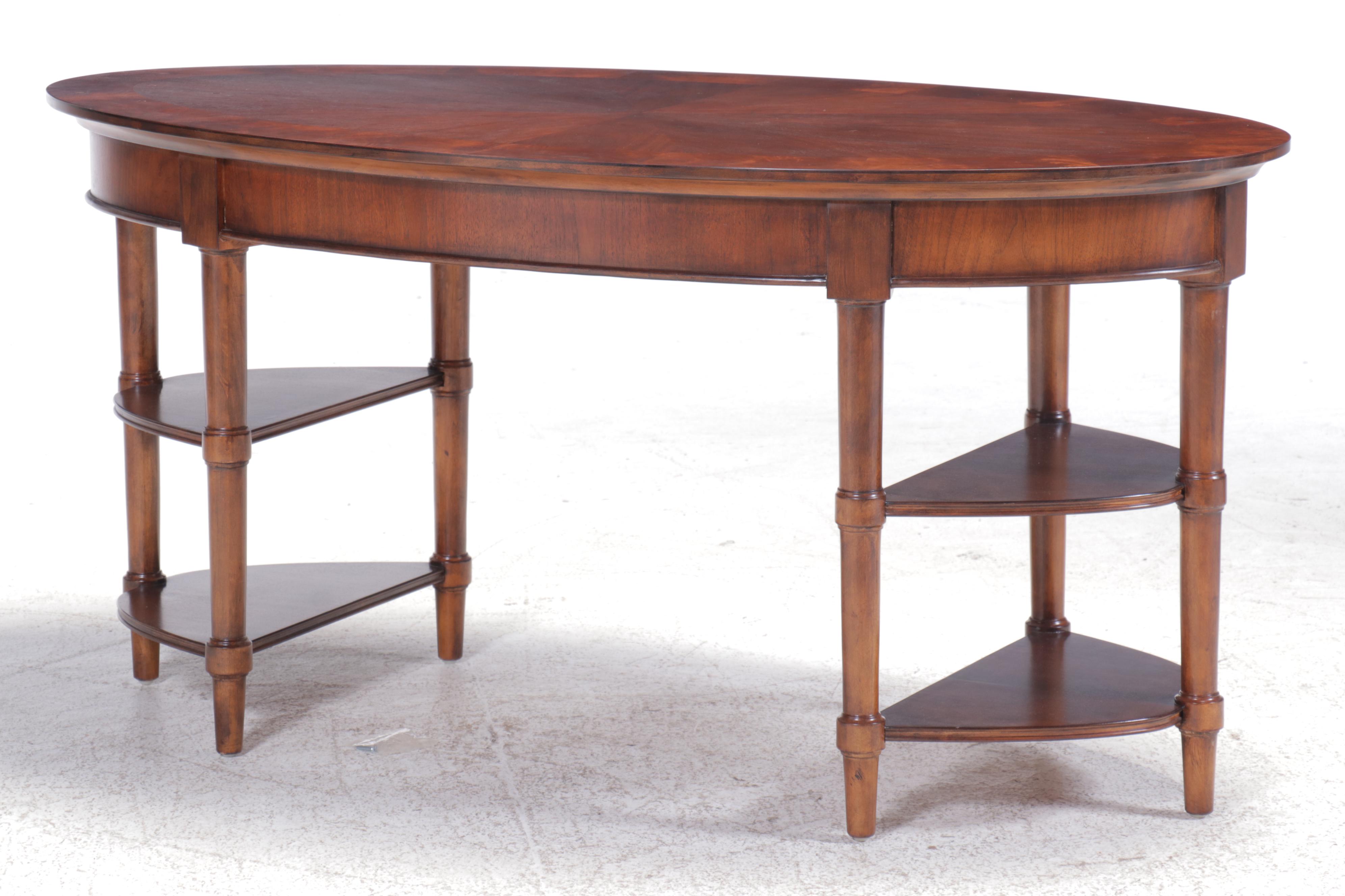 Stanley Furniture Contemporary Regency Style Mahogany Finish Oval Desk