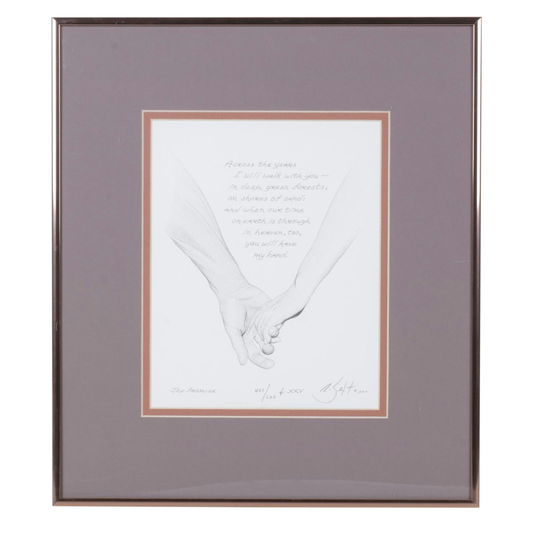 Robert Sexton Lithograph and Romantic Poem "The Promise"