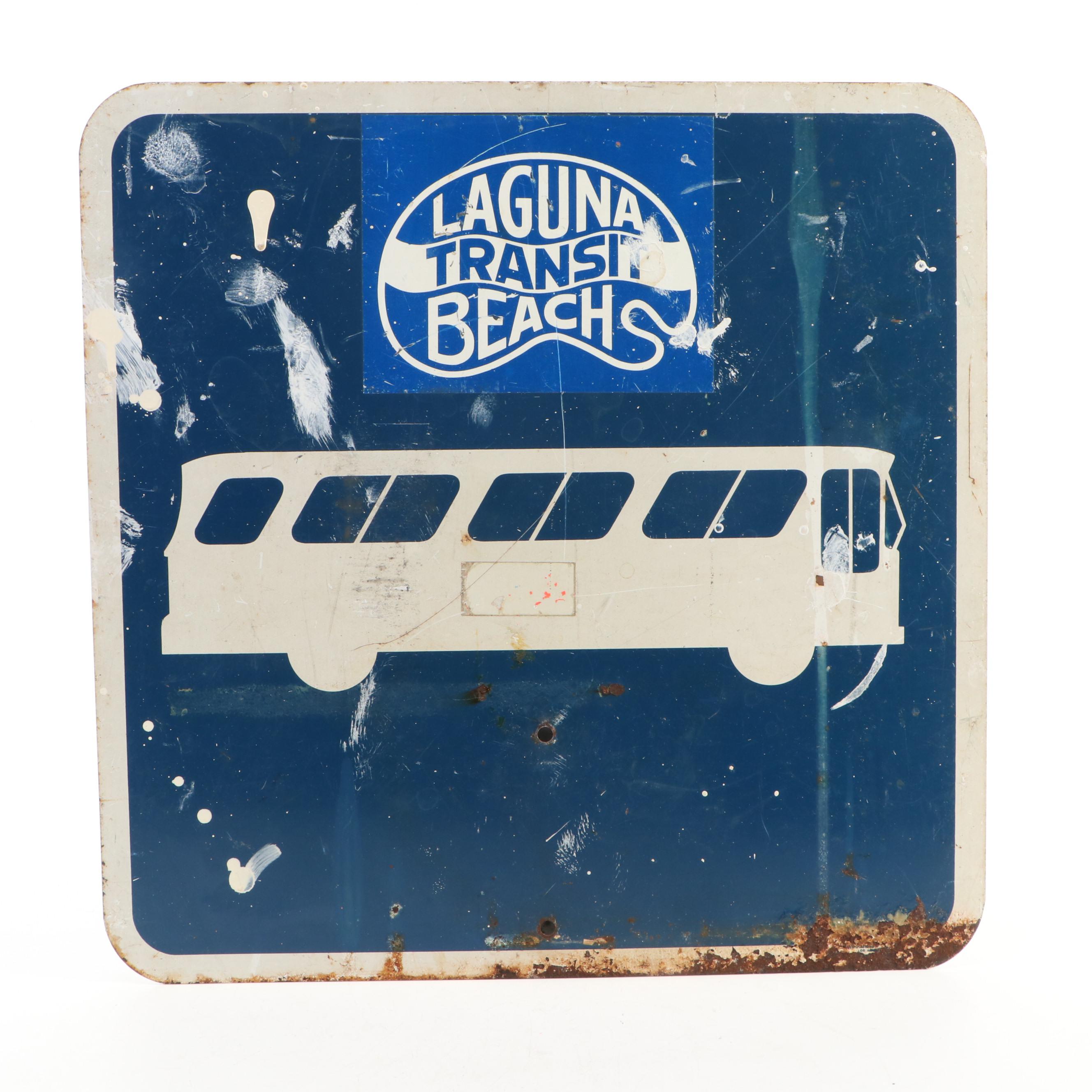 Laguna Beach Transit Metal Road Sign, Late 20th Century