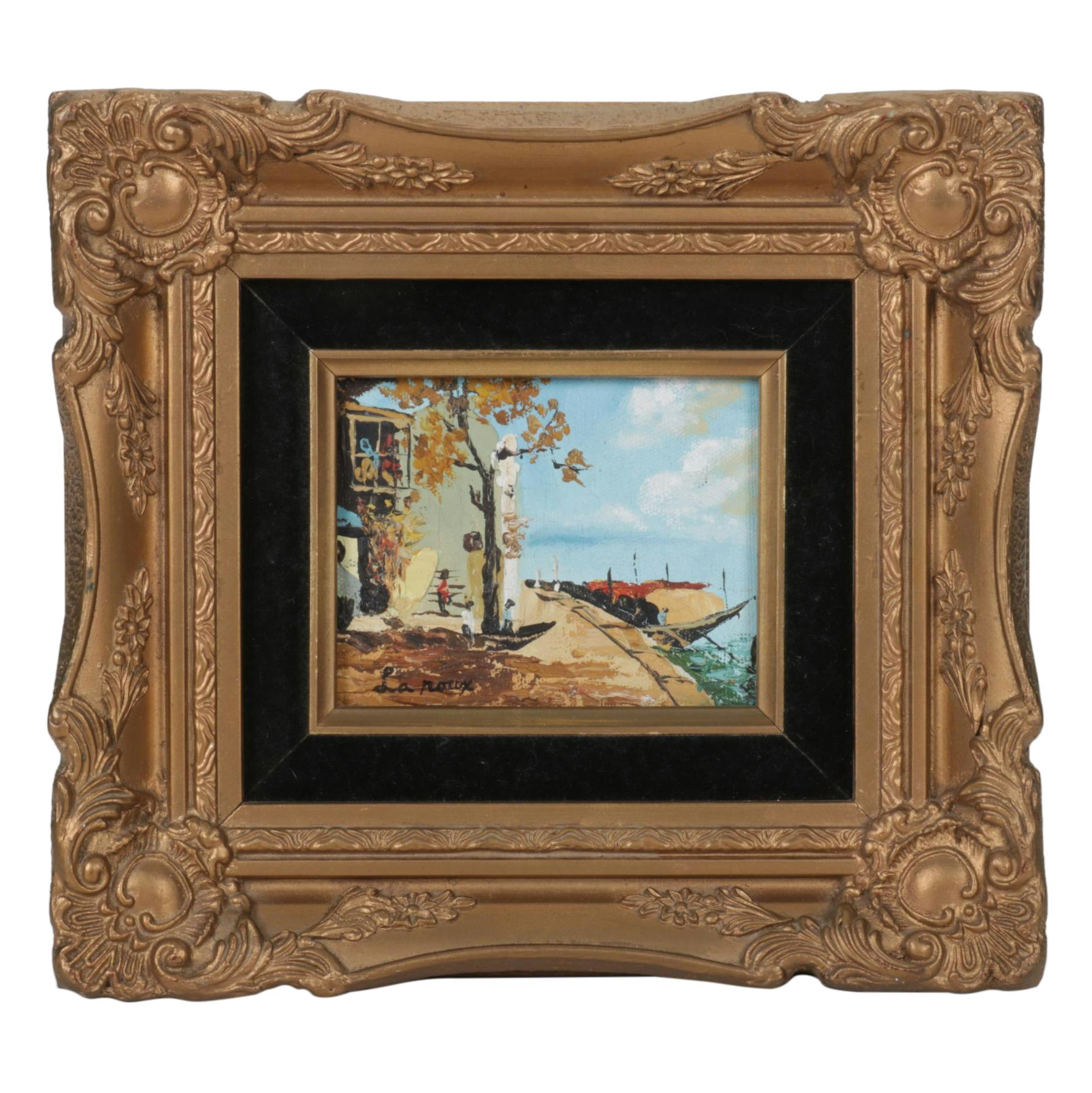 La Roux Gleaming Impressionist Seaside Oil Painting, 20th Century