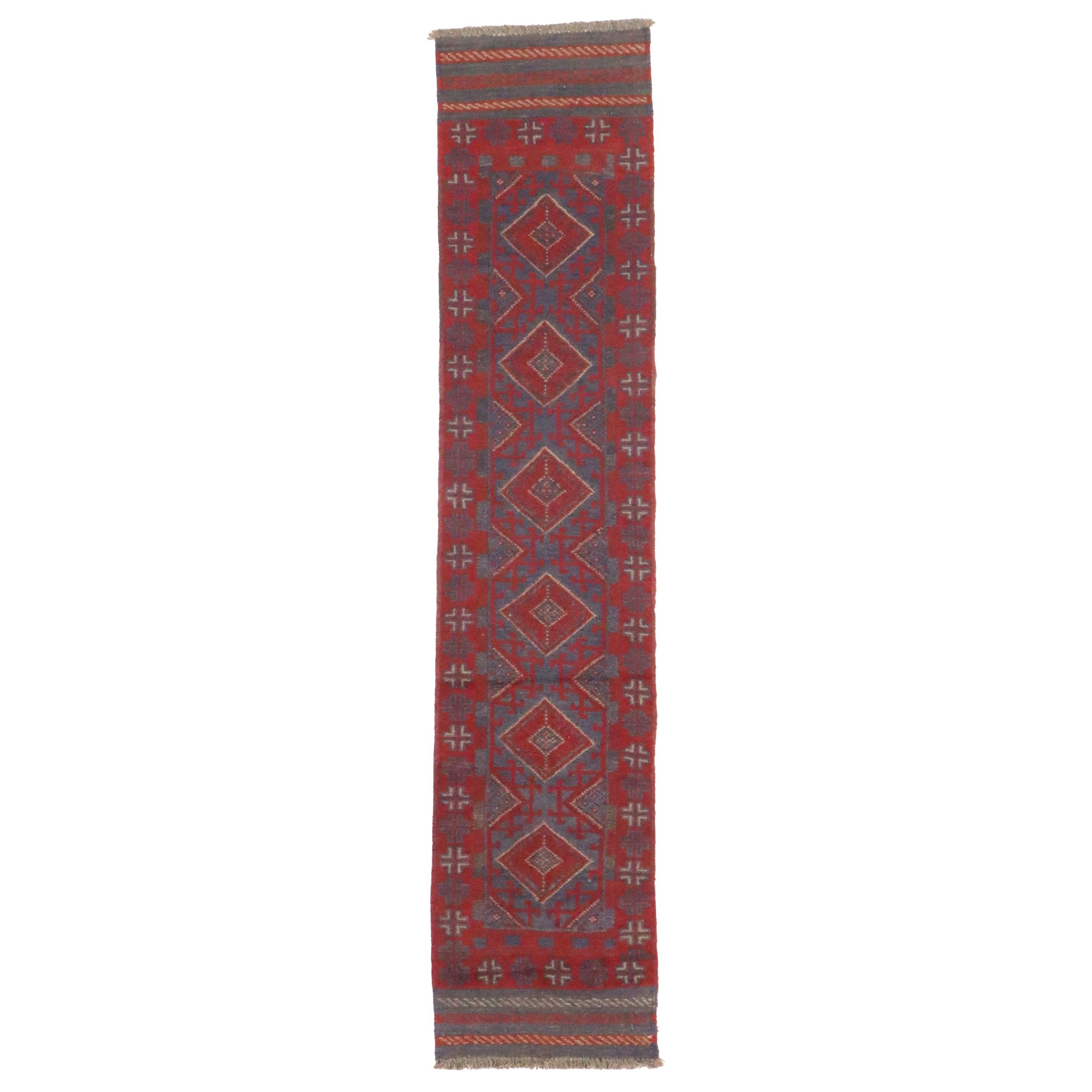 1'11 x 9' Handwoven Afghan Mashwani Carpet Runner