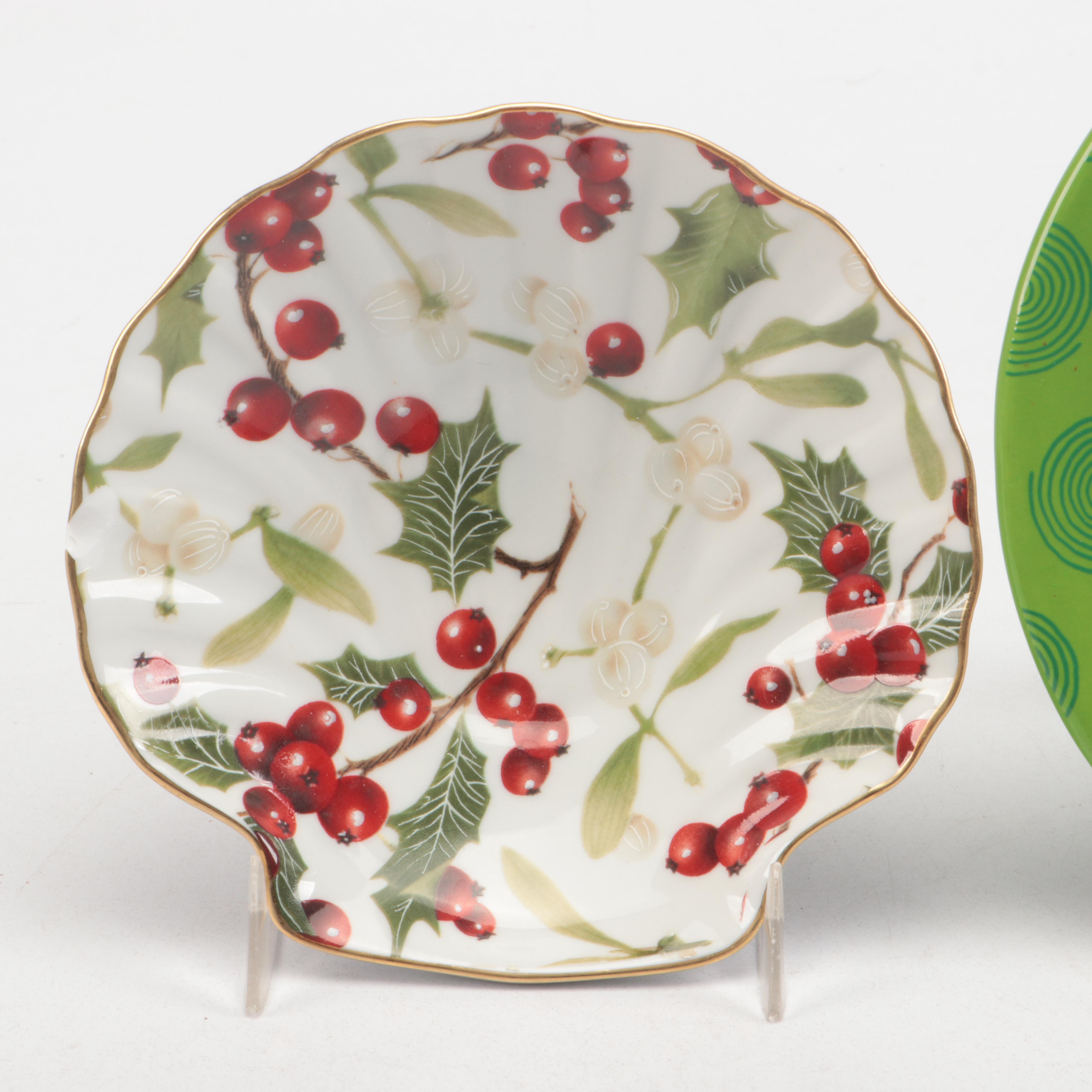 Rochard Limoges Porcelain Shell Dish with Department 56 Ceramic Appetizer Plate