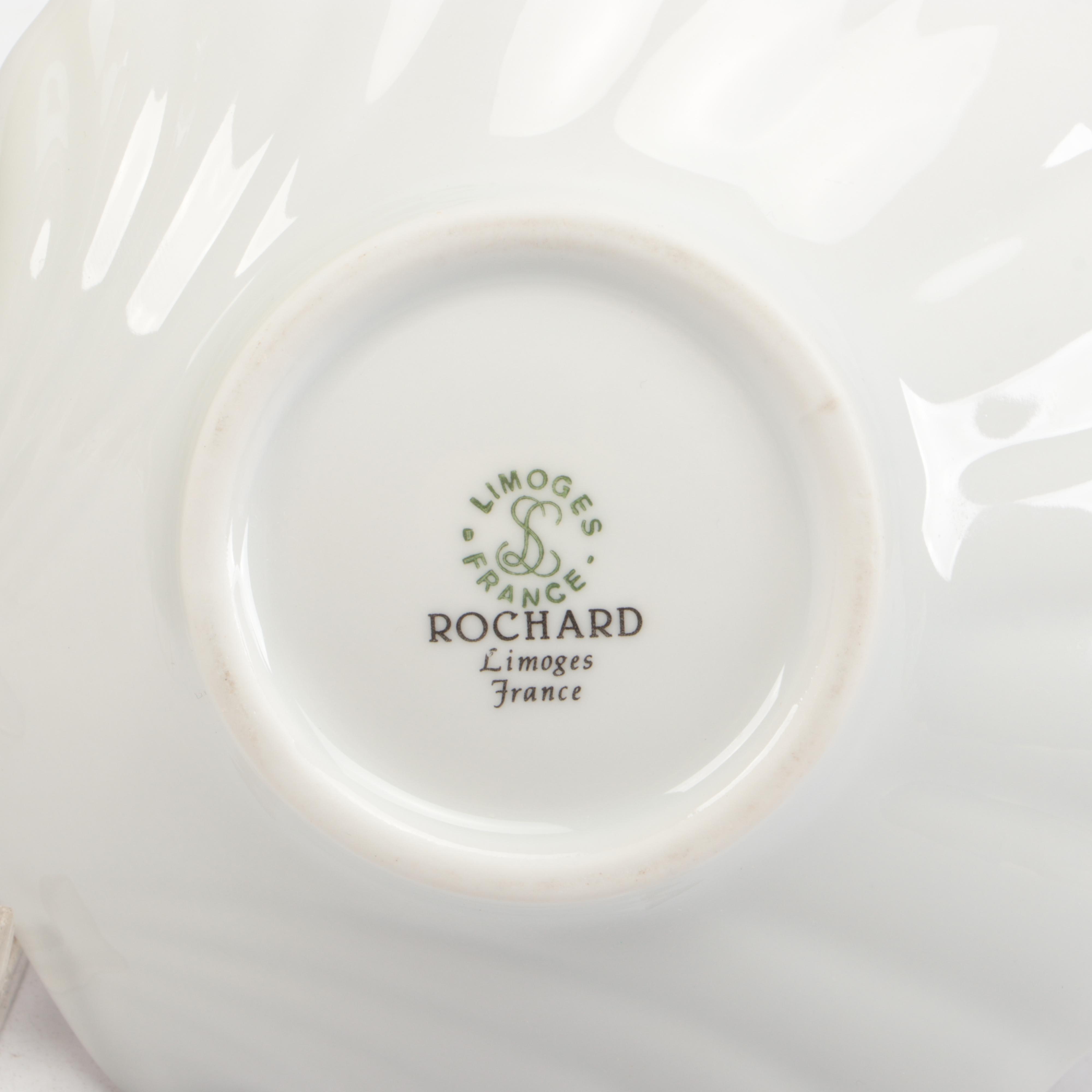 Rochard Limoges Porcelain Shell Dish with Department 56 Ceramic Appetizer Plate