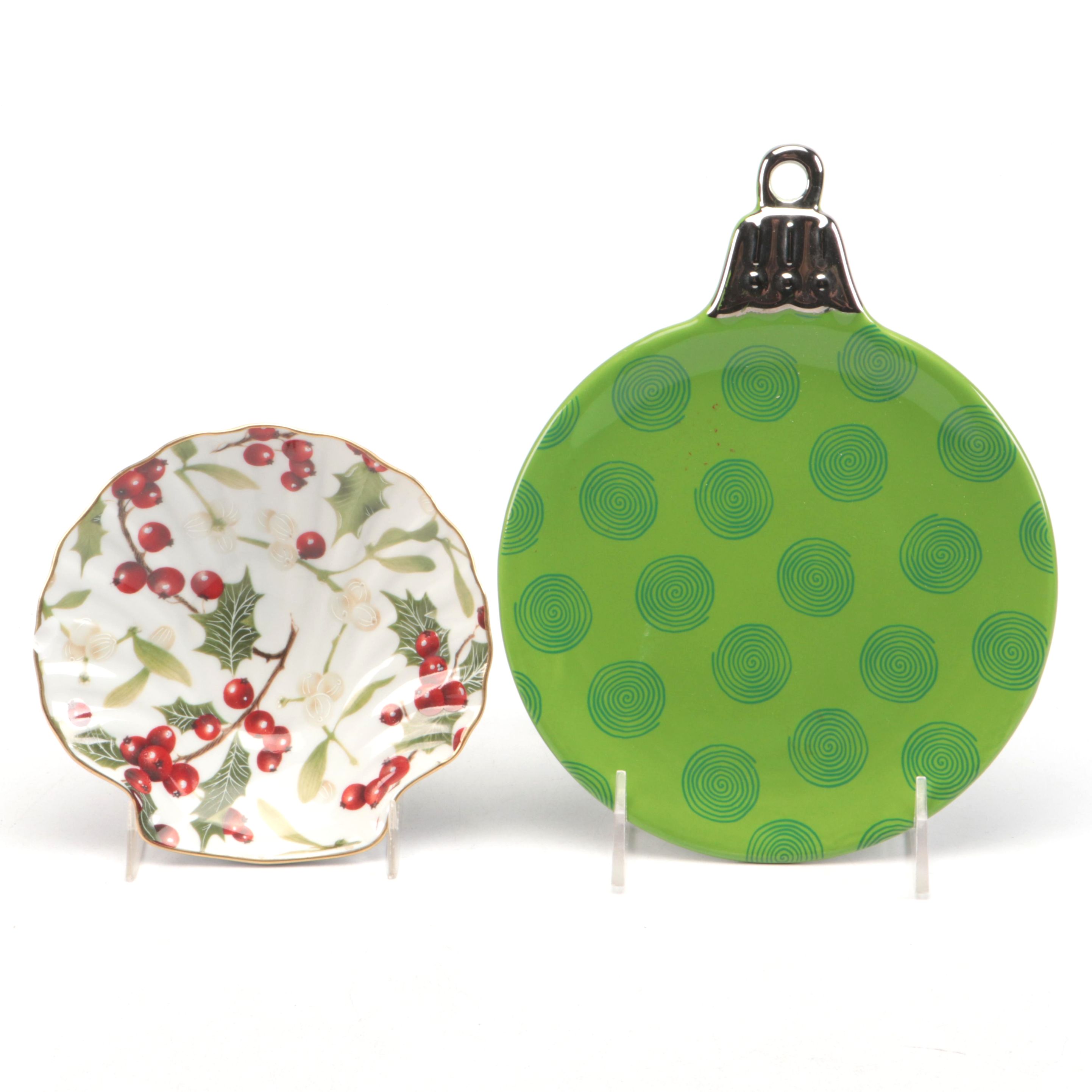 Rochard Limoges Porcelain Shell Dish with Department 56 Ceramic Appetizer Plate