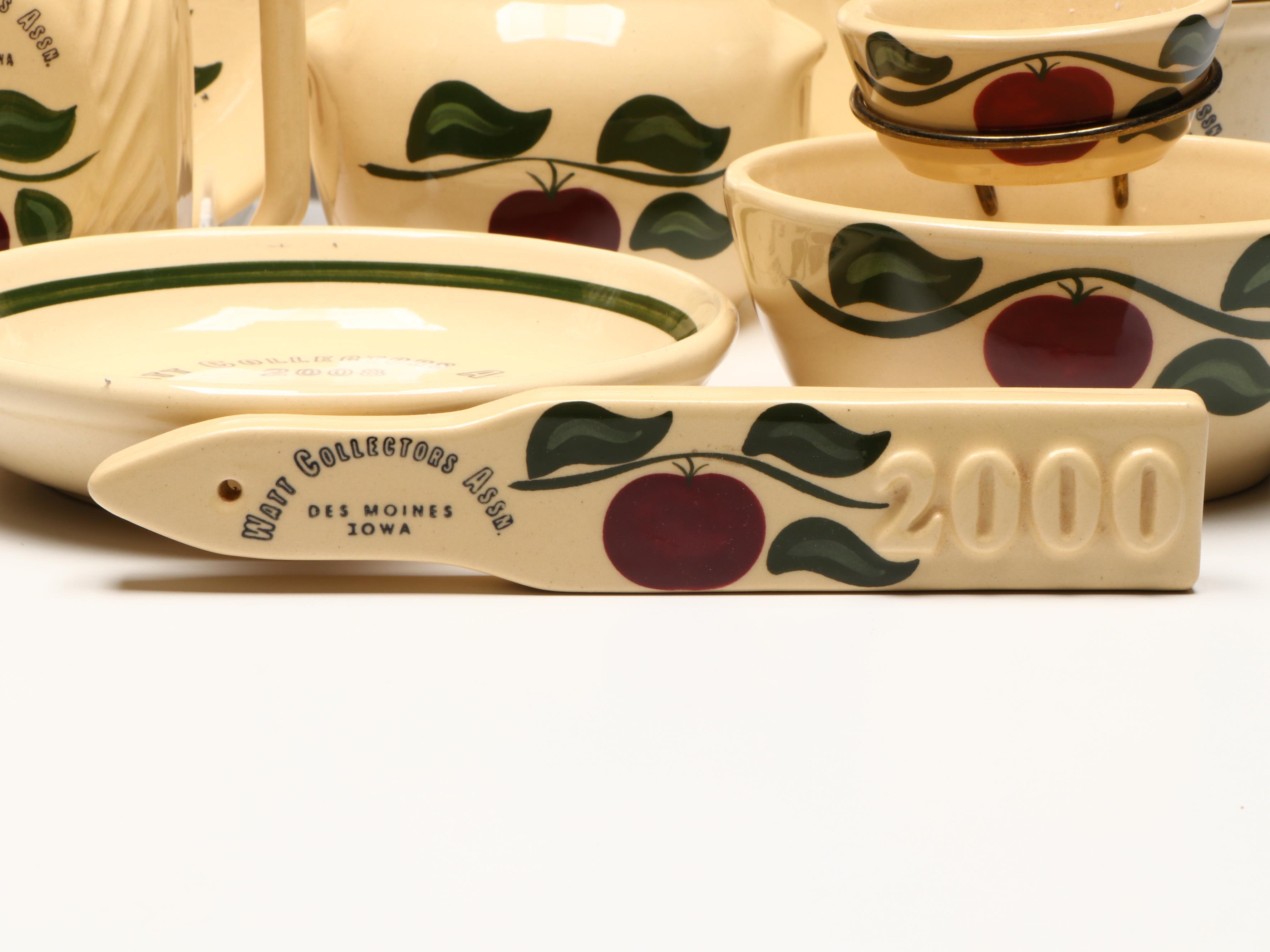 Watt Pottery "Apple" Stoneware Tableware with Other Brass Accessory