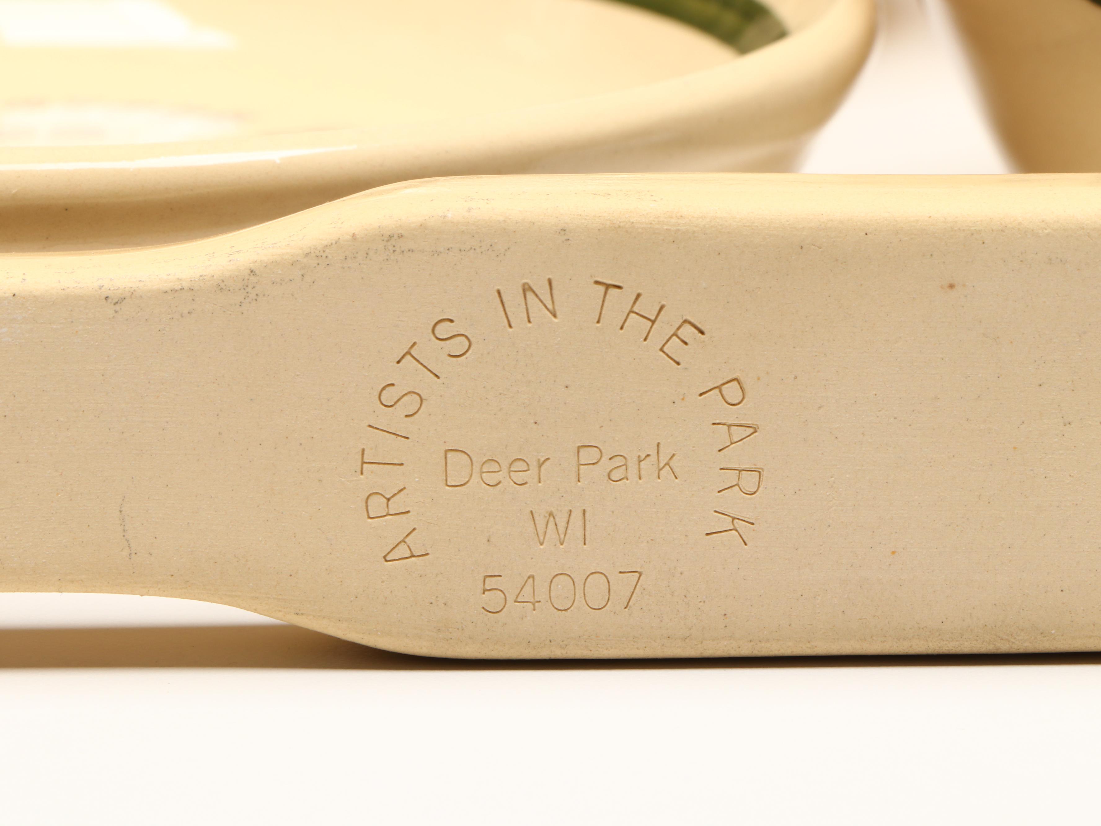 Watt Pottery "Apple" Stoneware Tableware with Other Brass Accessory