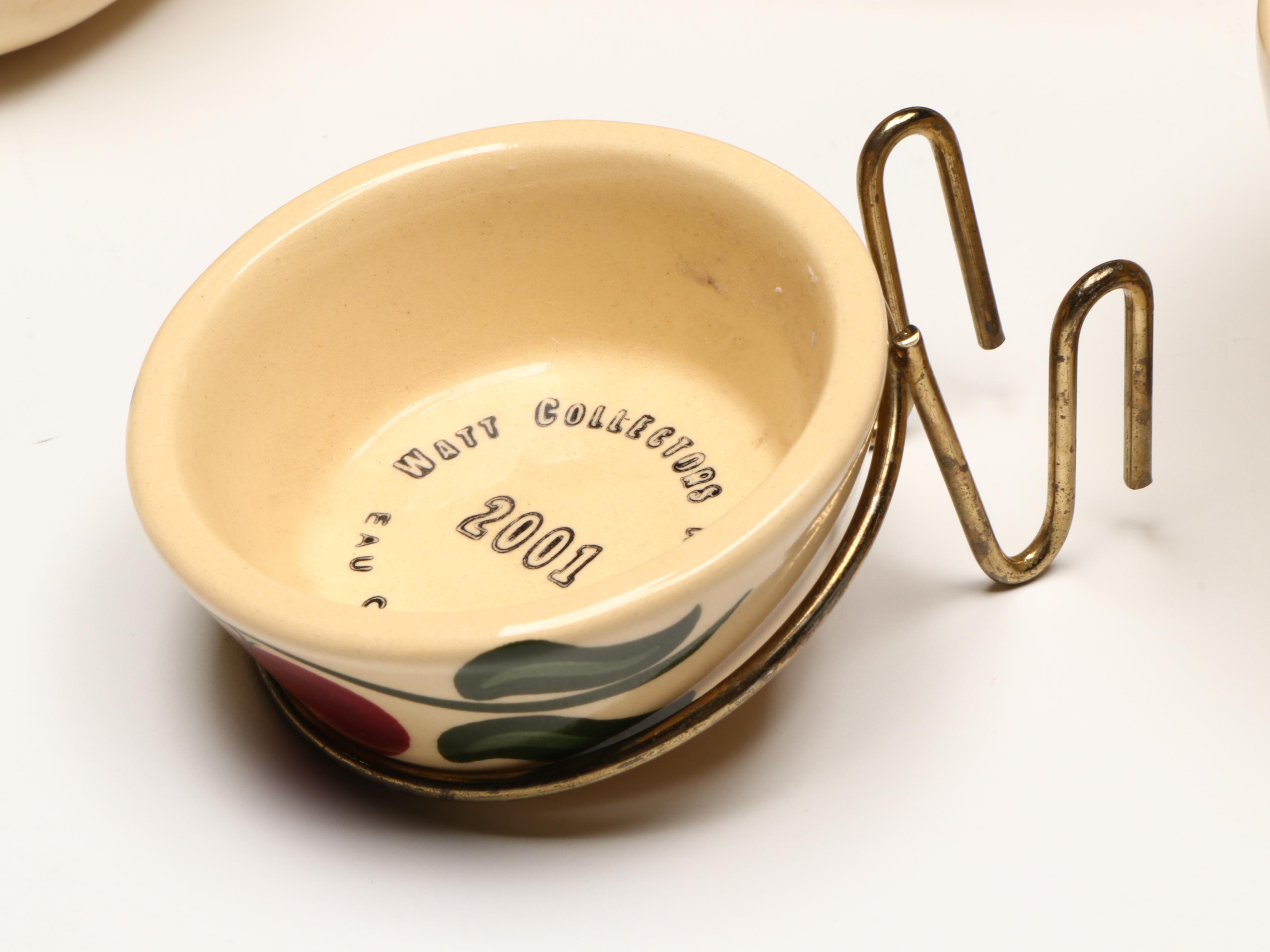 Watt Pottery "Apple" Stoneware Tableware with Other Brass Accessory