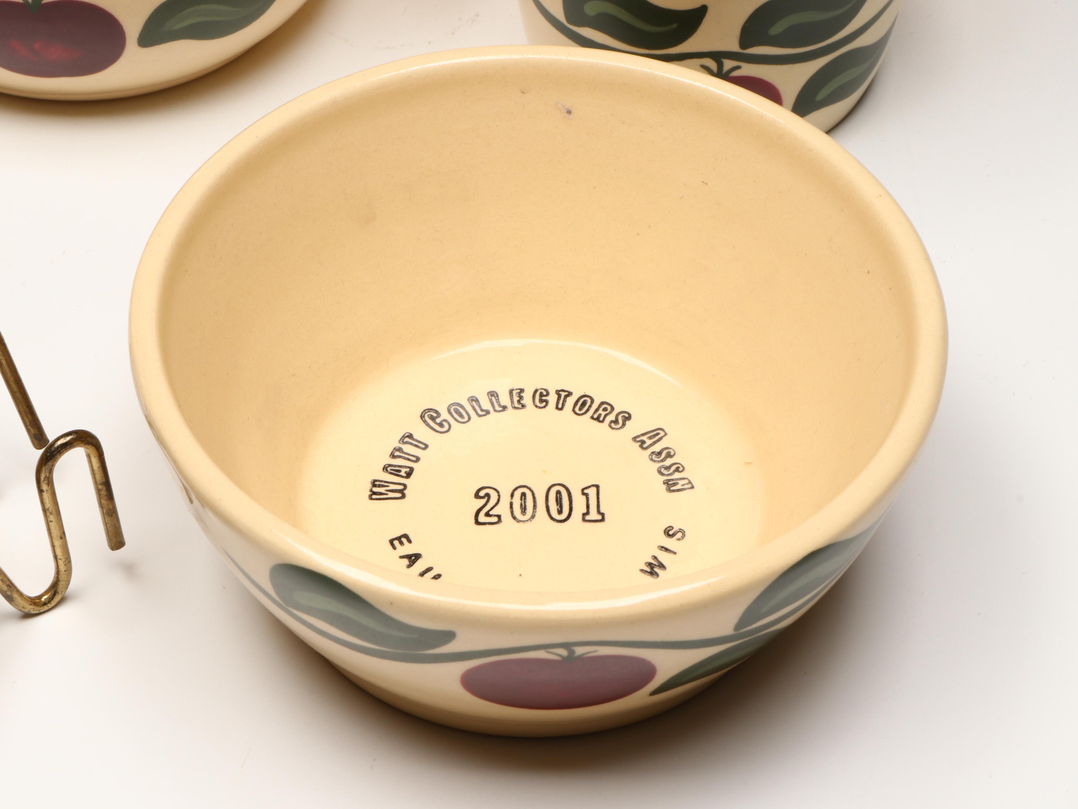 Watt Pottery "Apple" Stoneware Tableware with Other Brass Accessory