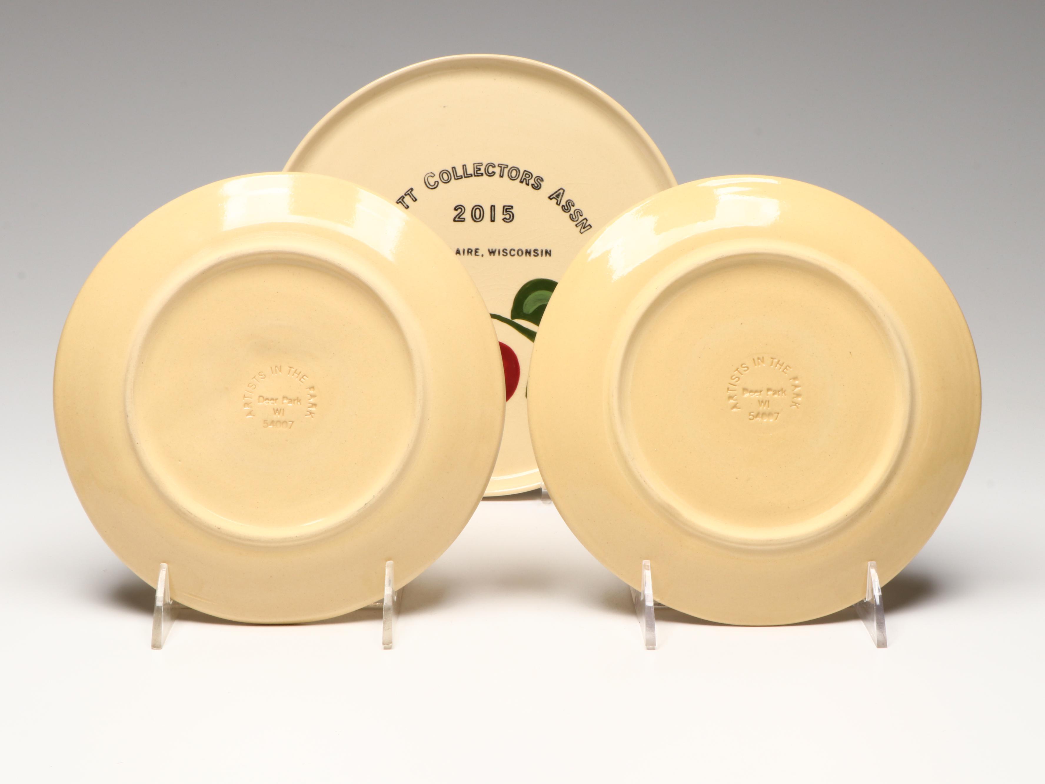 Watt Pottery "Apple" Stoneware Tableware with Other Brass Accessory