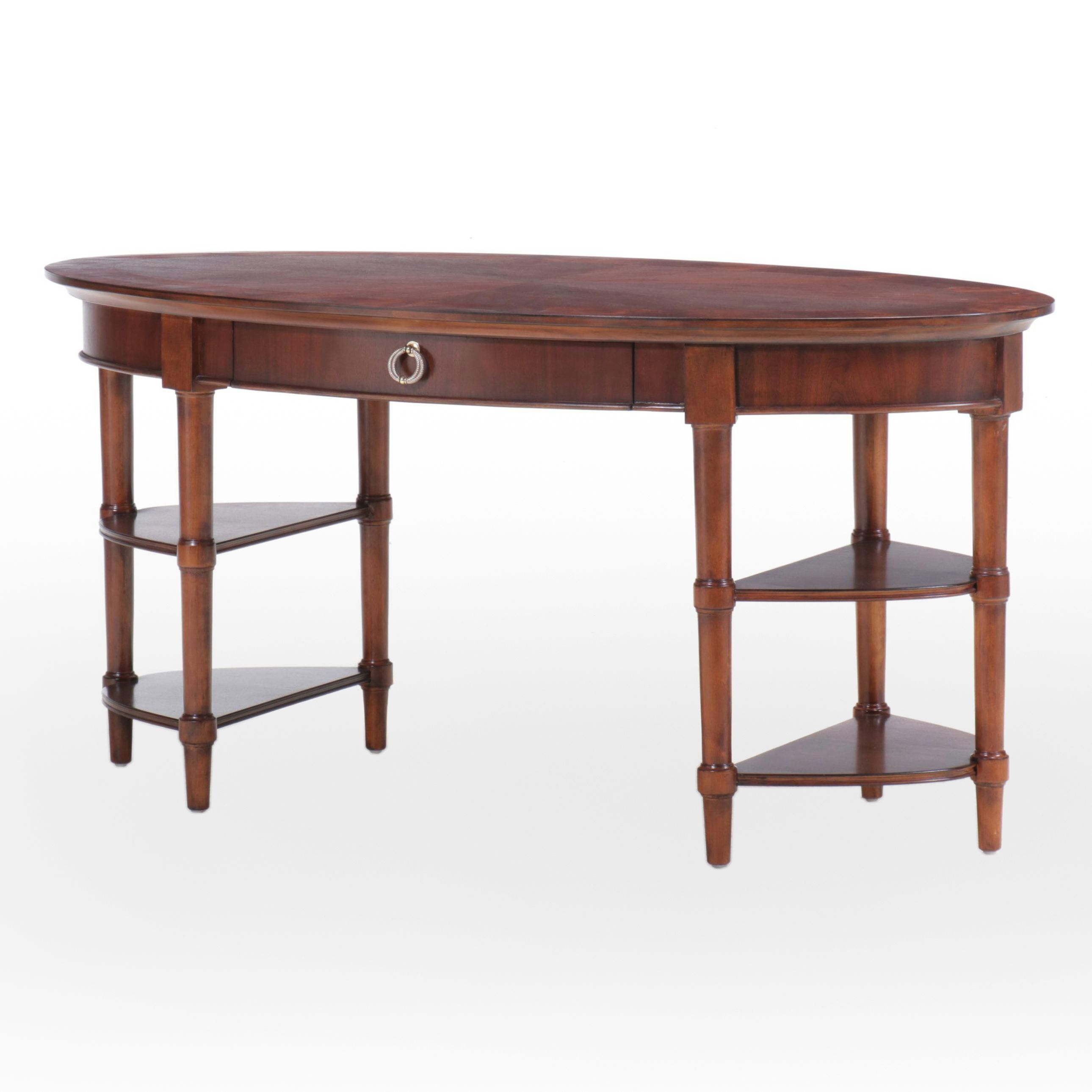 Stanley Furniture Contemporary Regency Style Mahogany Finish Oval Desk