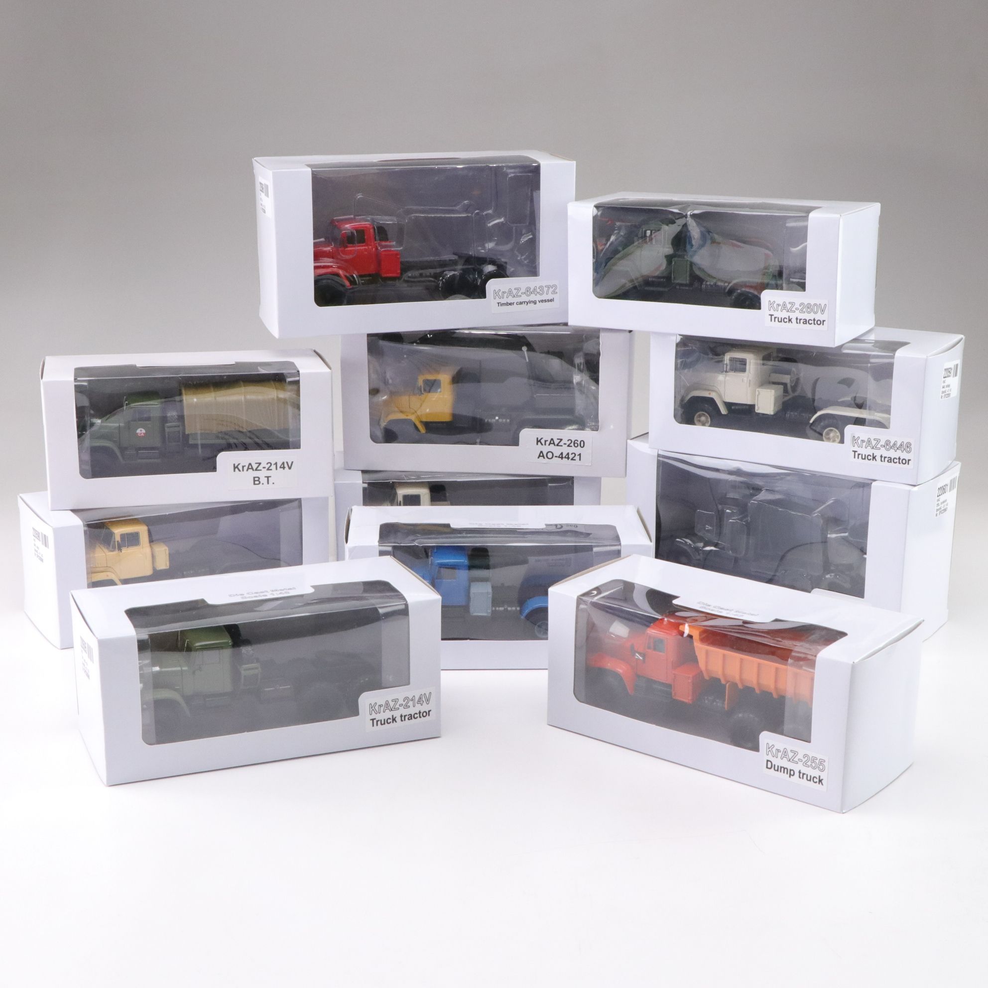KrAZ Scale Metal Diecast Truck Tractors, Dump Trucks and Timber Truck Models