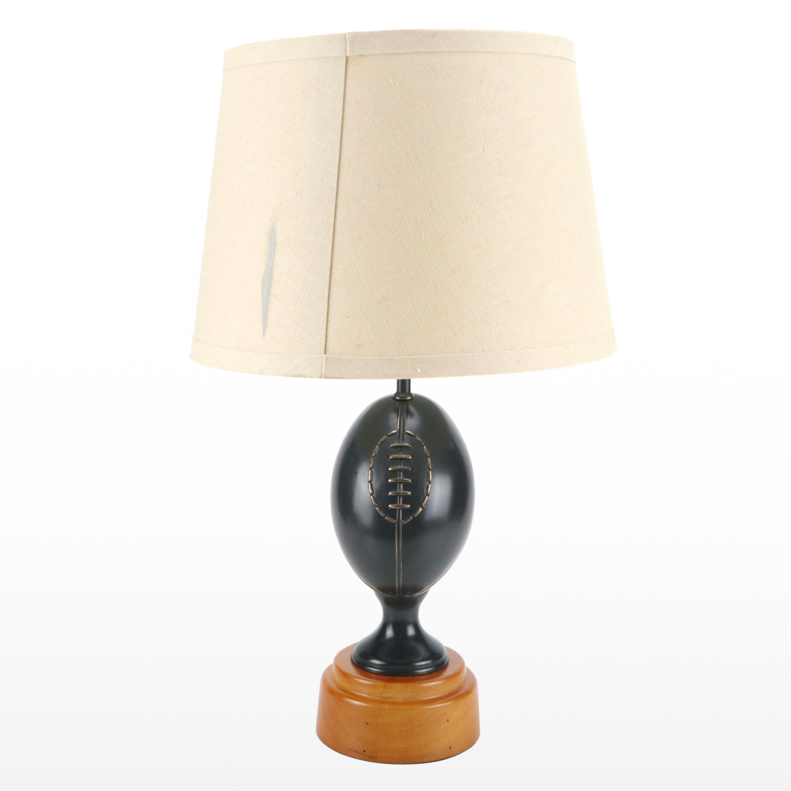 Football Form Resin Novelty Lamp with Linen Shade