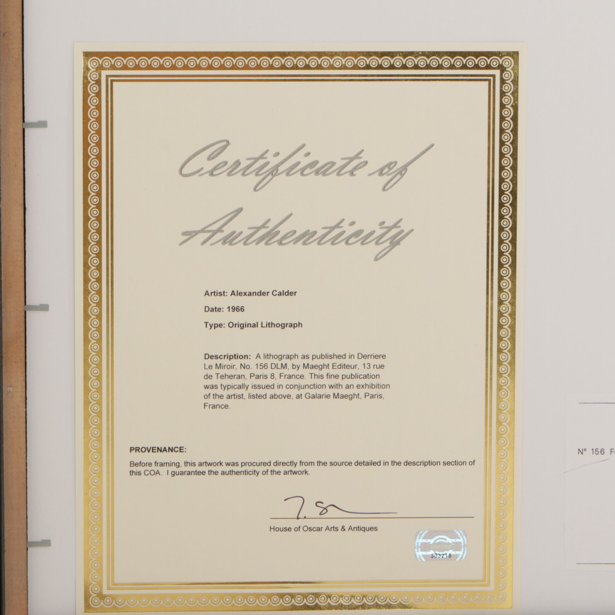 Alexander Calder Color Lithographs for "Derrière le Miroir" Cover, 1966