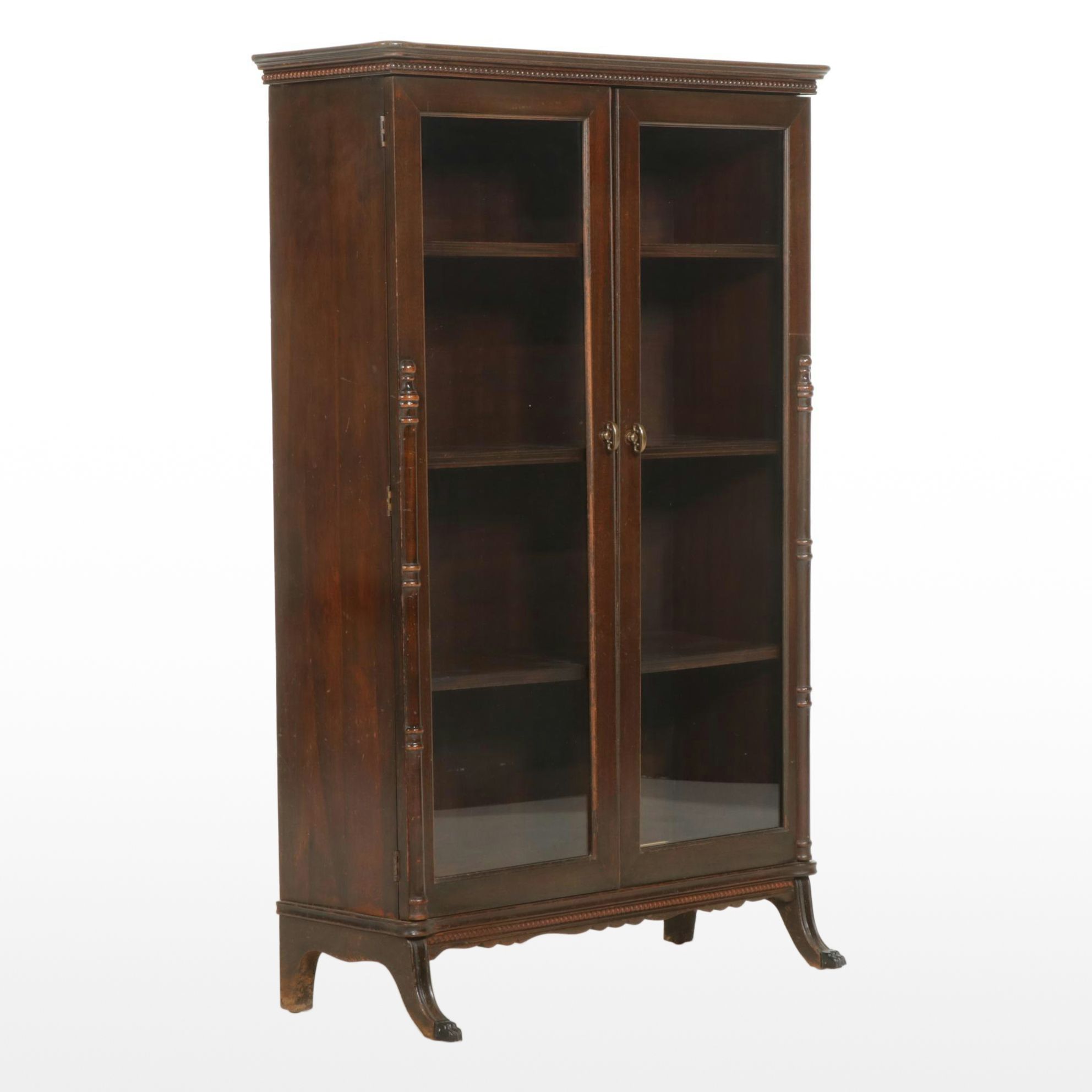 Mahogany Glass Front Bookcase, Early to Mid-20th Century