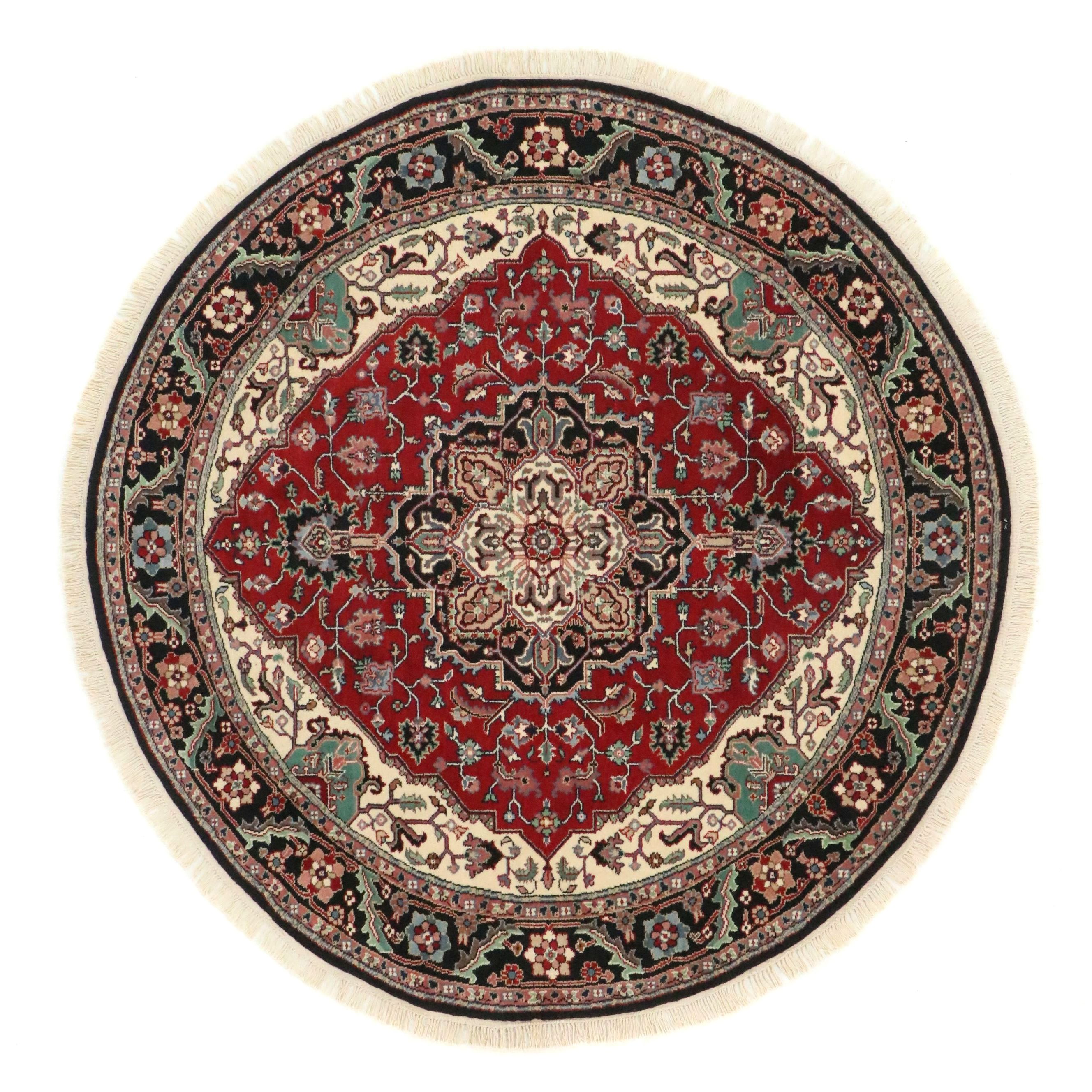 8'3 x 8'2 Round Hand-Knotted Indo-Persian Area Rug
