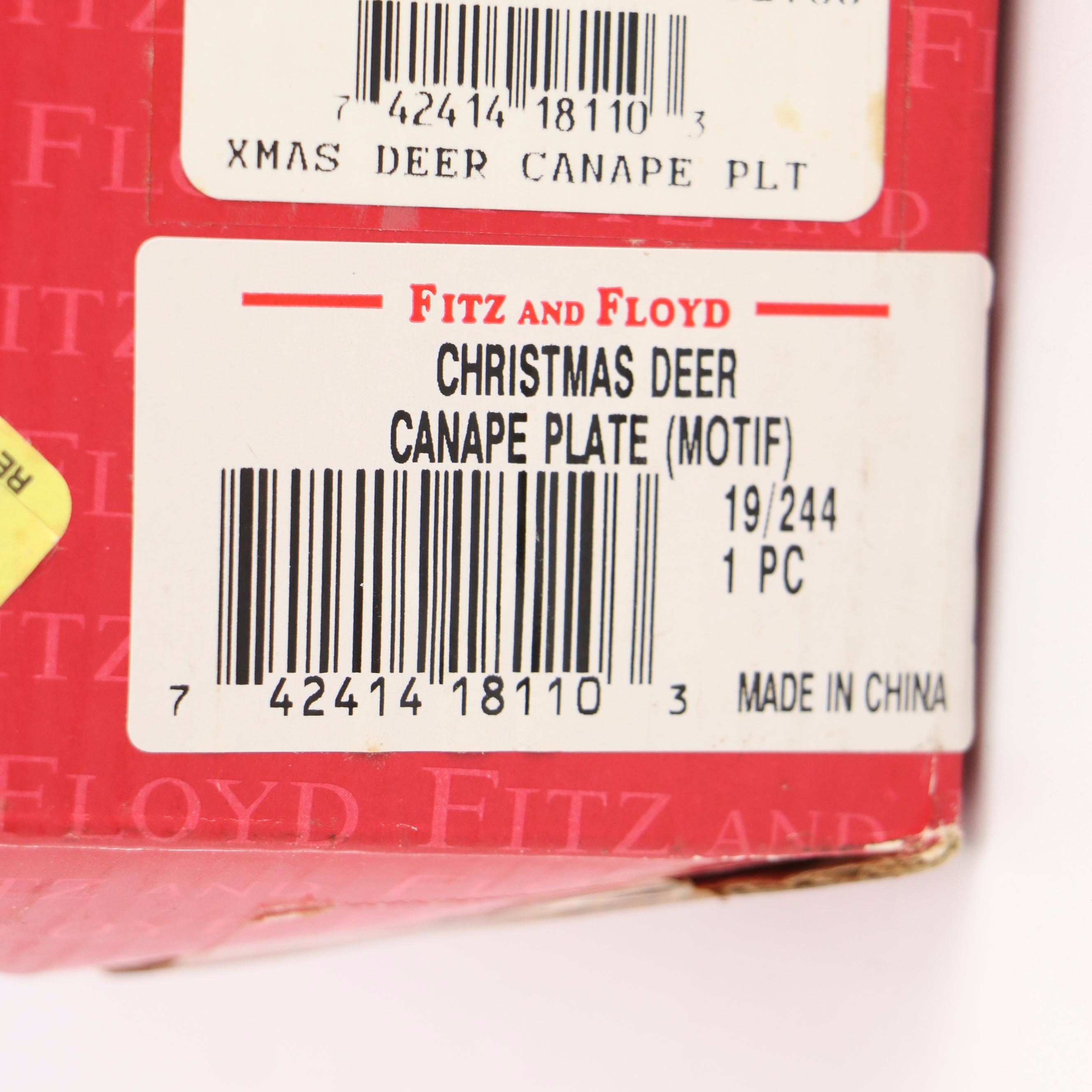 Fitz & Floyd Christmas Themed Ceramic Pitcher, Bell, Box and Decorative Plate