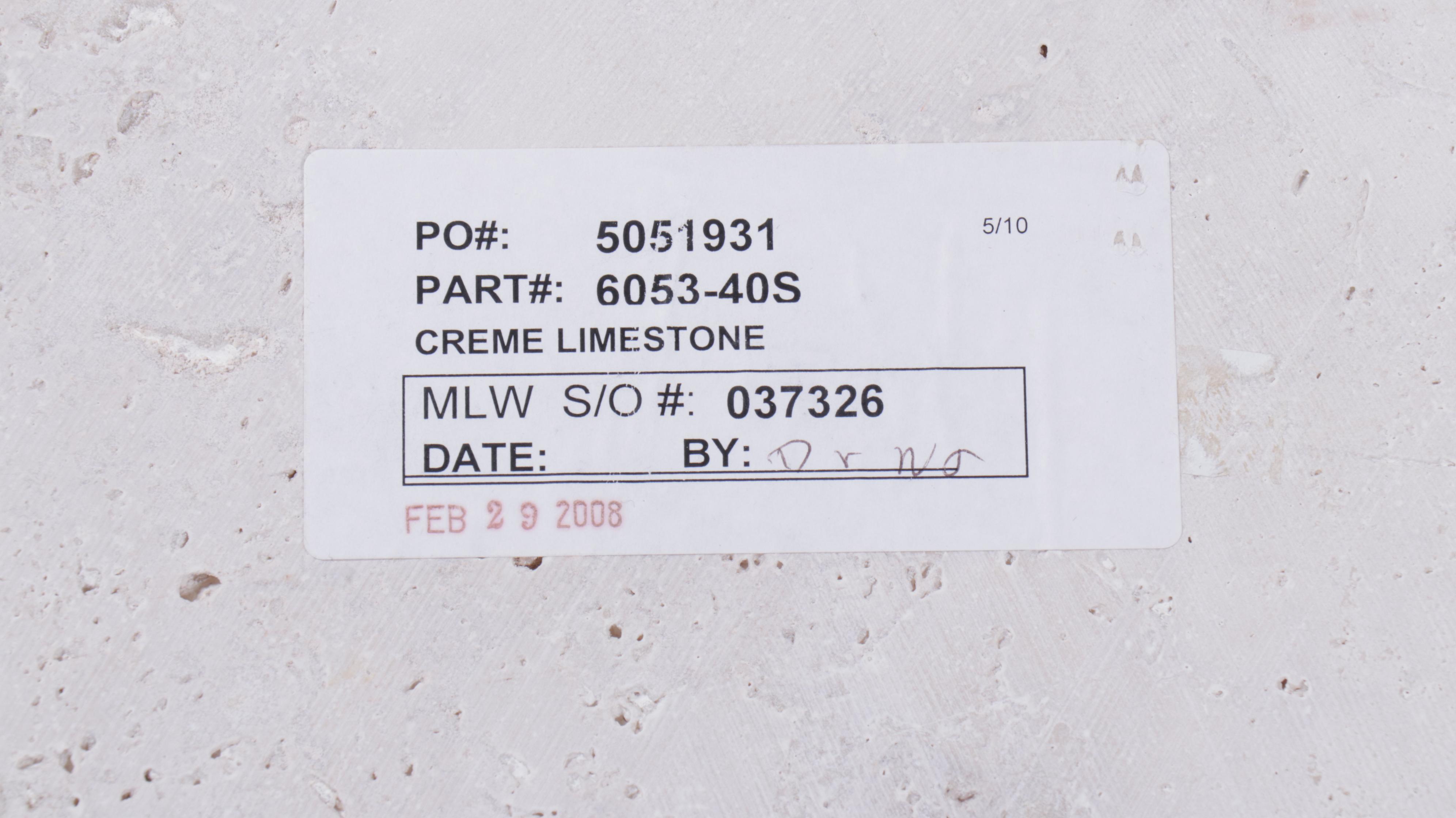 Pair of Square Limestone Top End Tables