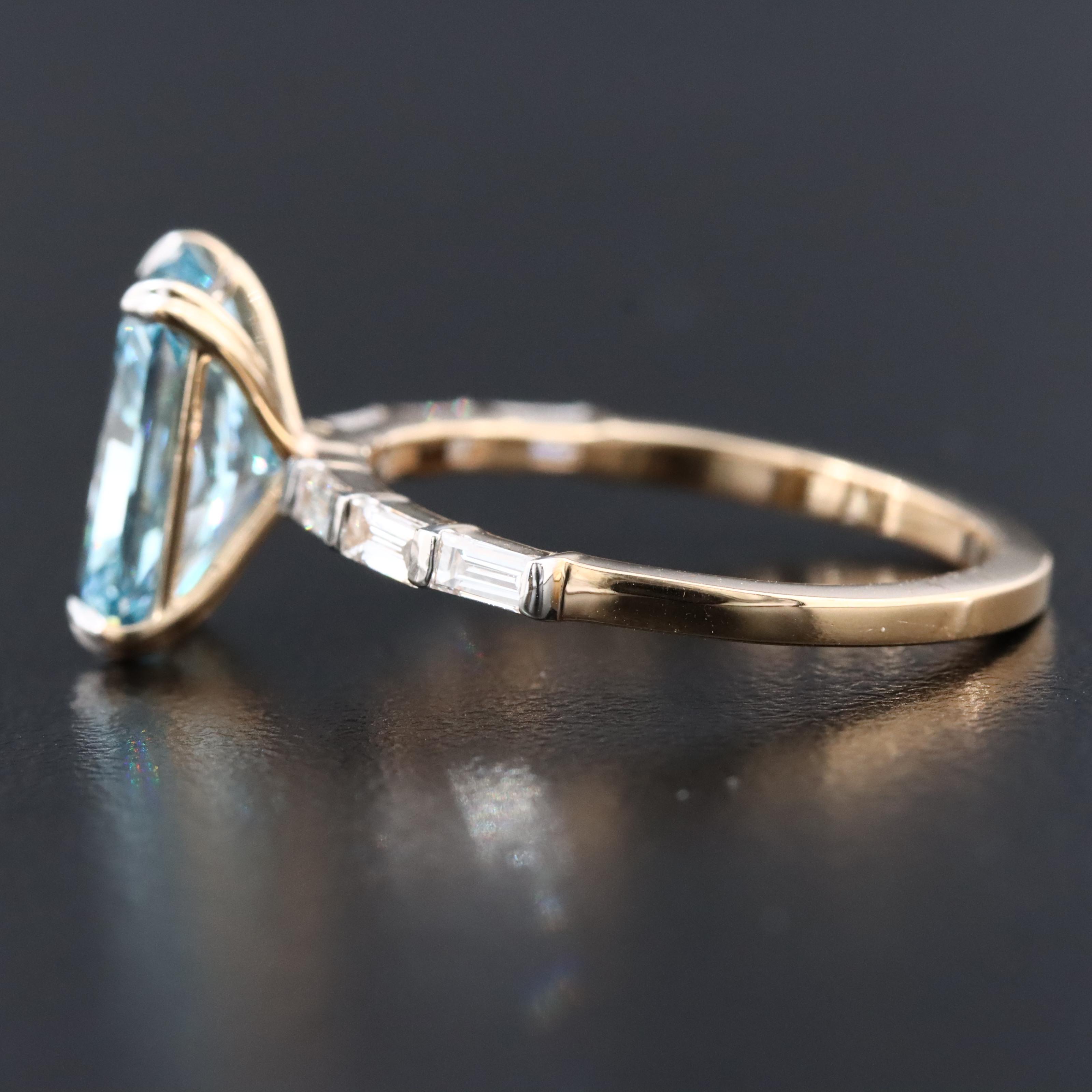 14K 3.38 CTW Lab Grown Diamond Ring with Fancy Blue Center and IGI Report