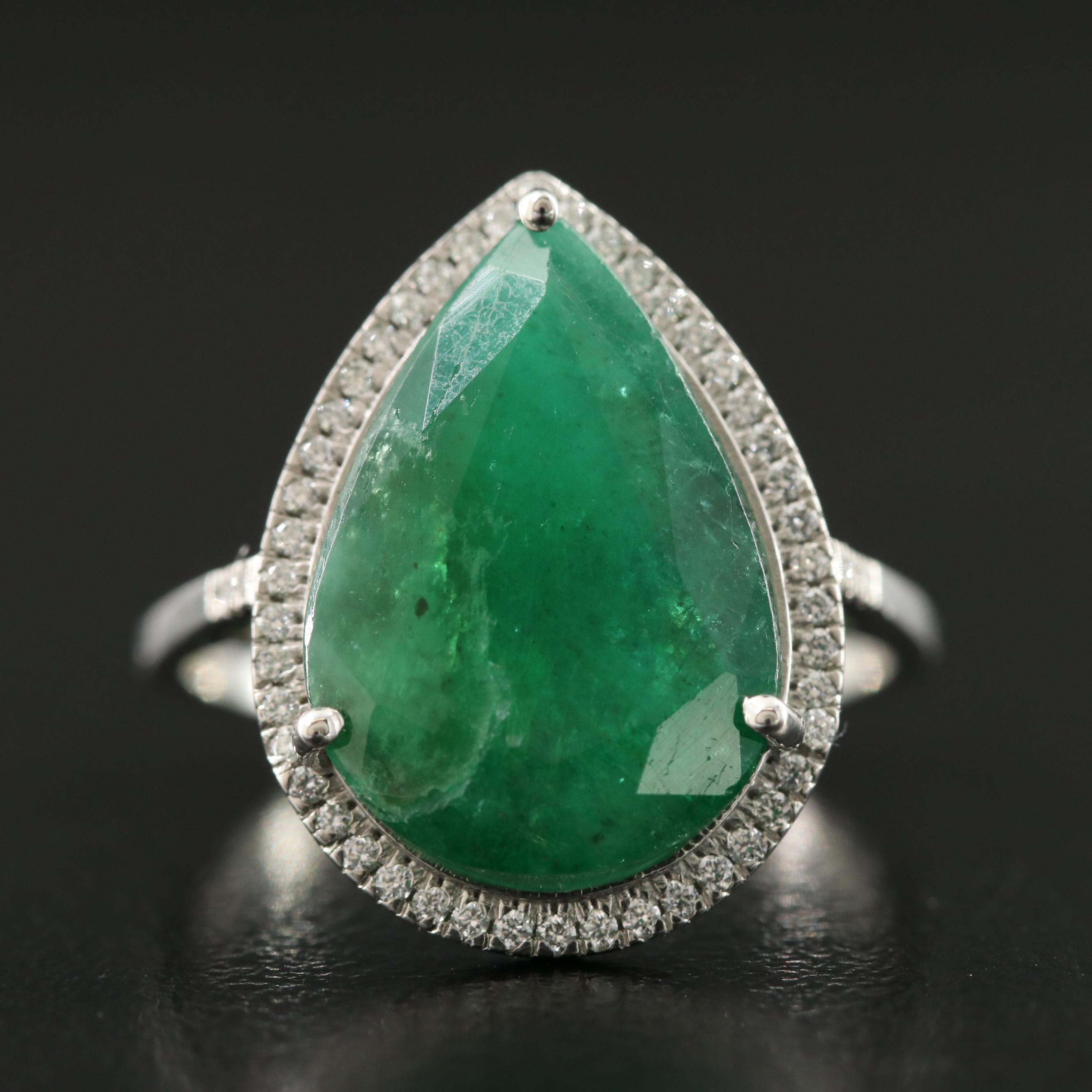 Platinum 4.95 CT Emerald and 0.16 CTW Diamond Ring
