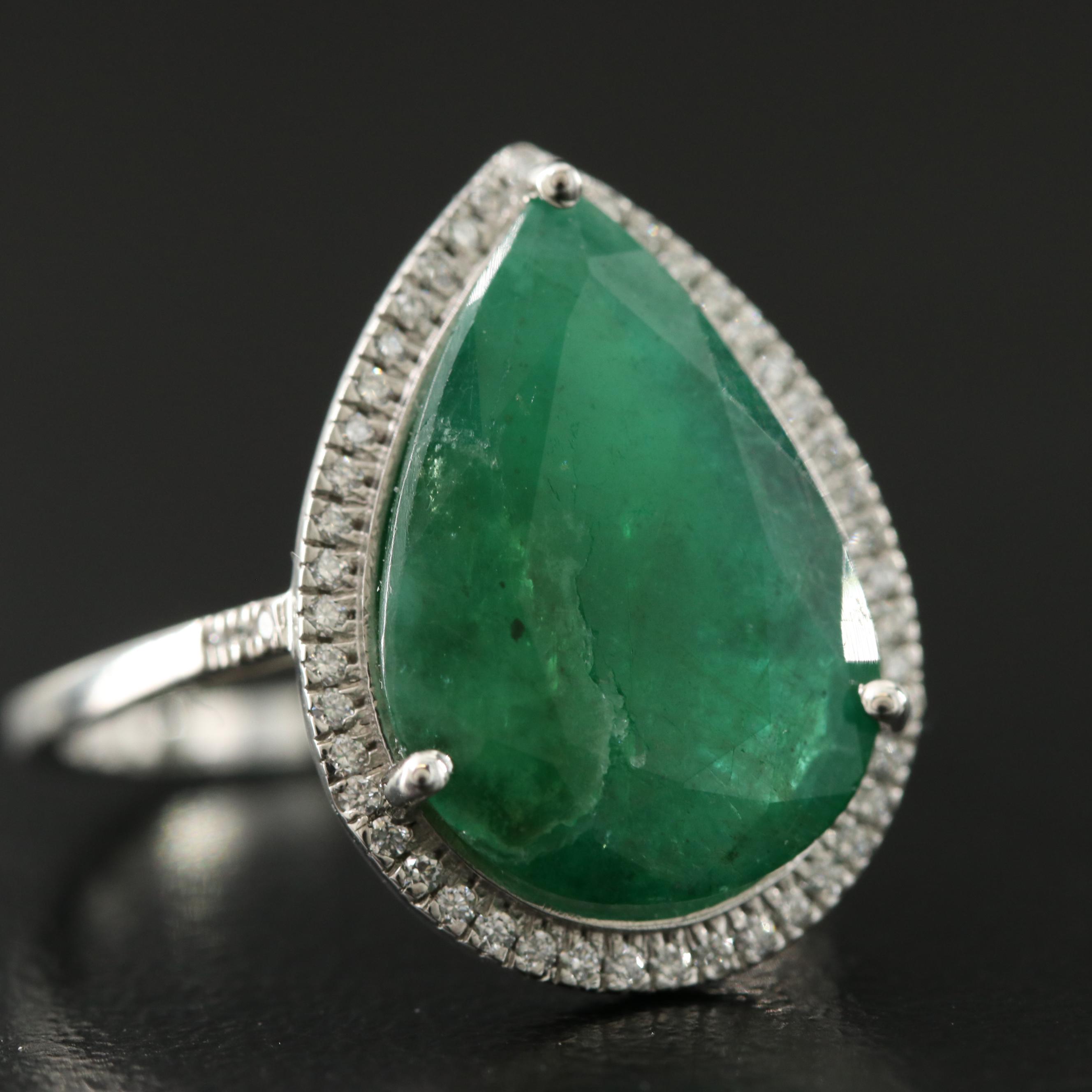 Platinum 4.95 CT Emerald and 0.16 CTW Diamond Ring