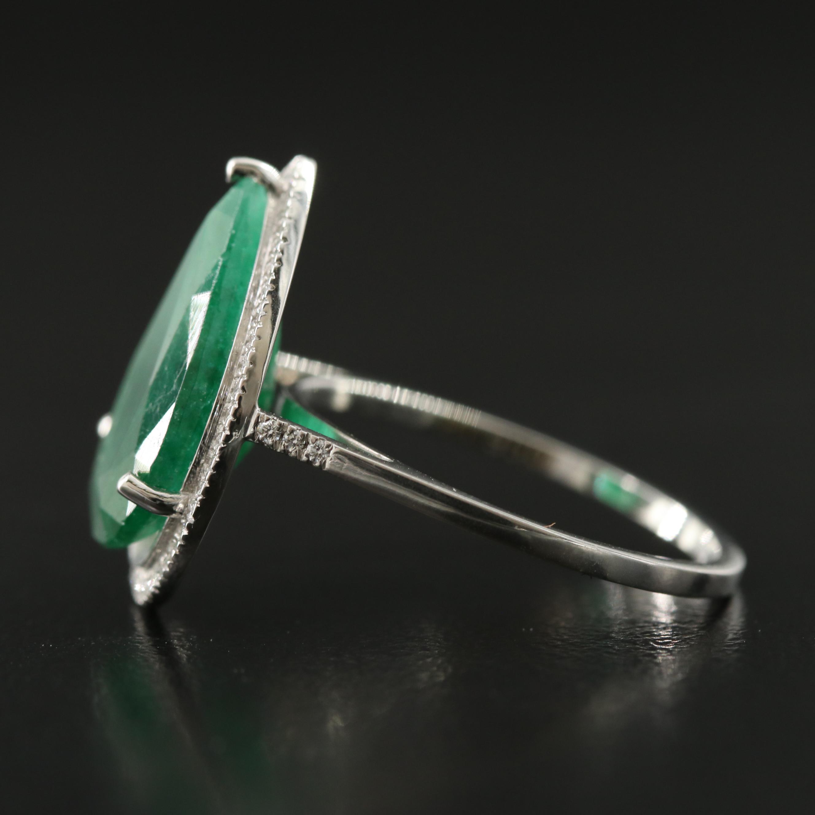 Platinum 4.95 CT Emerald and 0.16 CTW Diamond Ring