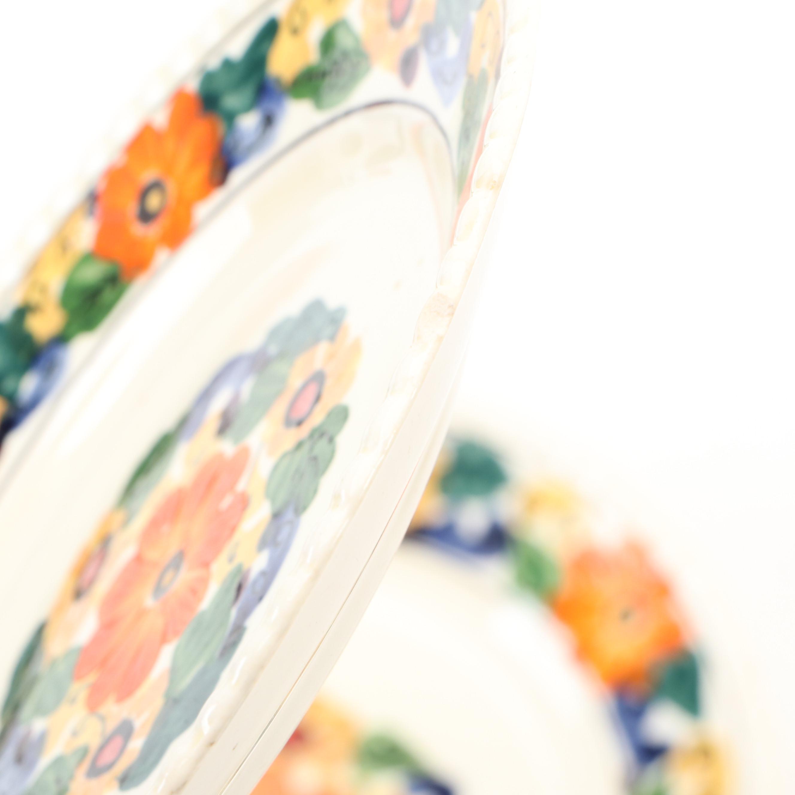 Adams China "Maytime" Bread and Butter Plates with Napkin Holder and Glass Bowls