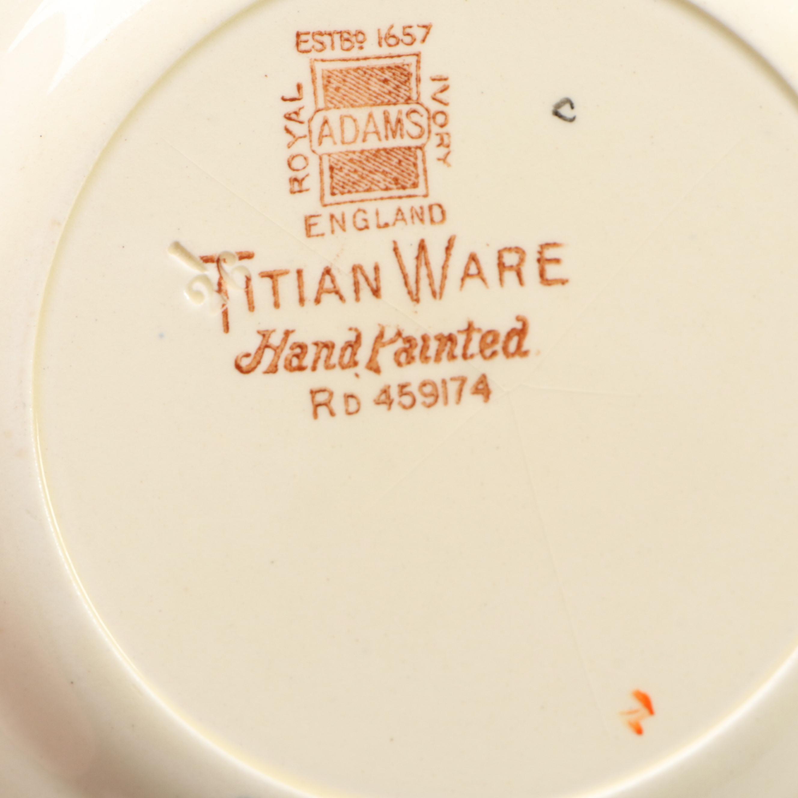 Adams China "Maytime" Bread and Butter Plates with Napkin Holder and Glass Bowls