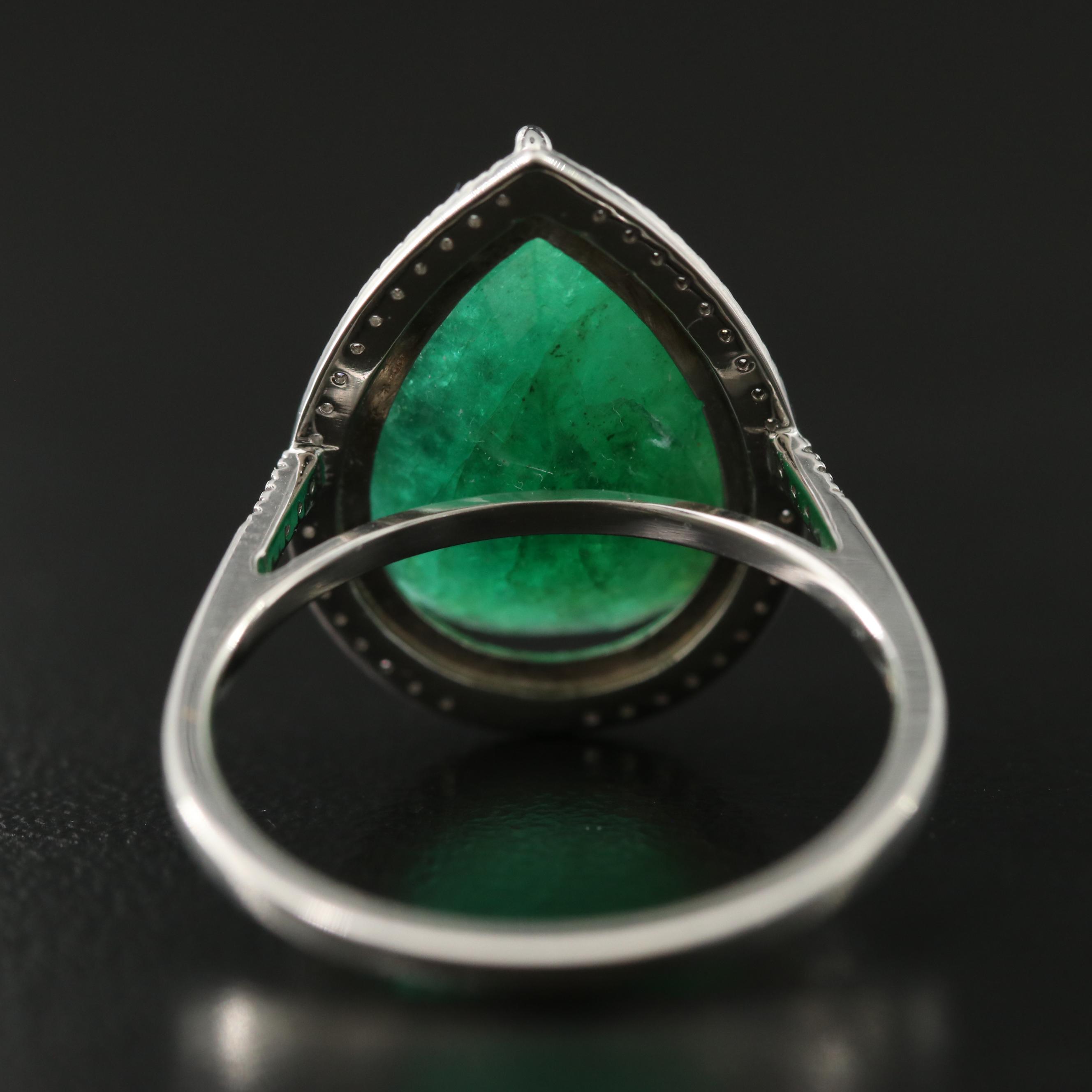 Platinum 4.95 CT Emerald and 0.16 CTW Diamond Ring