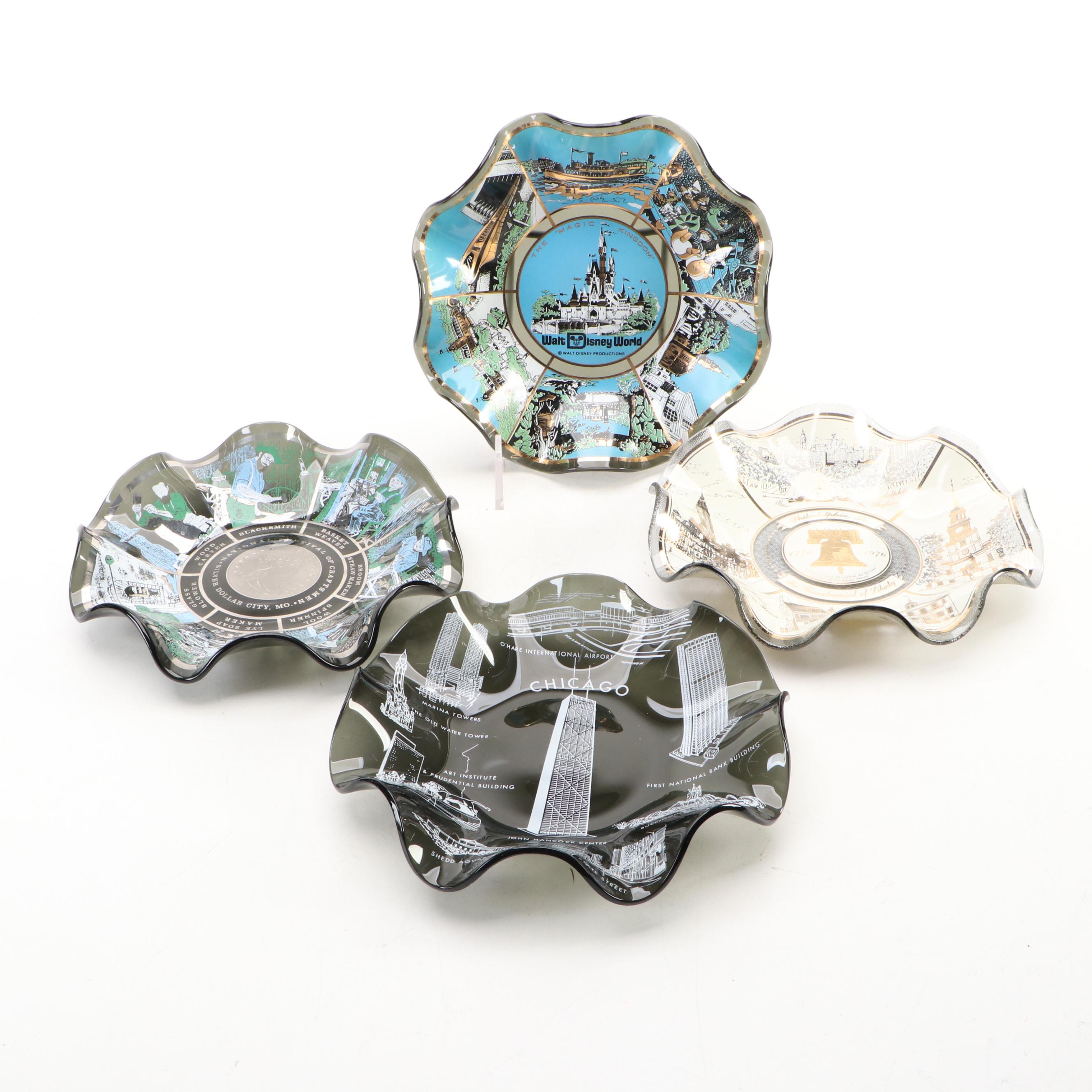 Adams China "Maytime" Bread and Butter Plates with Napkin Holder and Glass Bowls