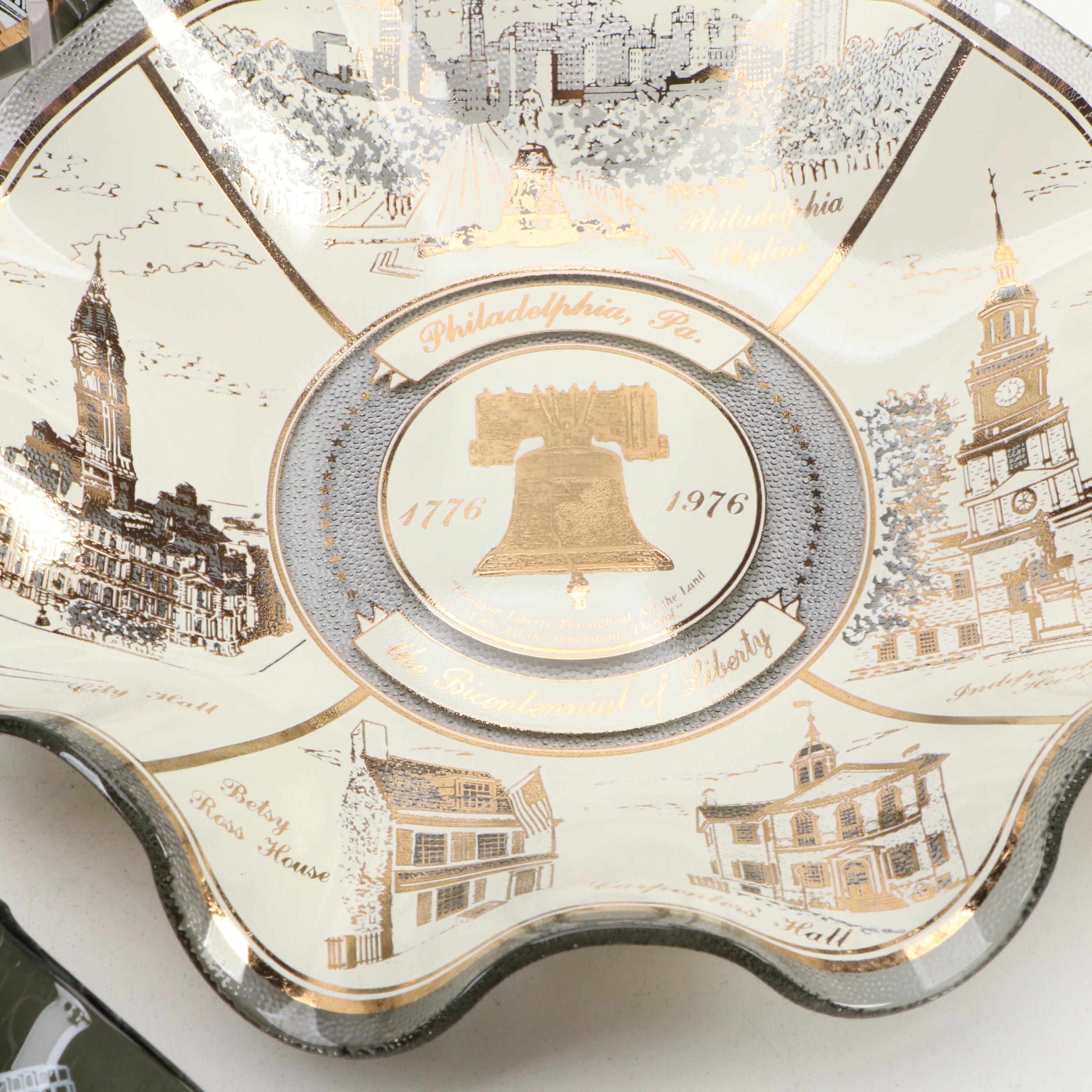 Adams China "Maytime" Bread and Butter Plates with Napkin Holder and Glass Bowls