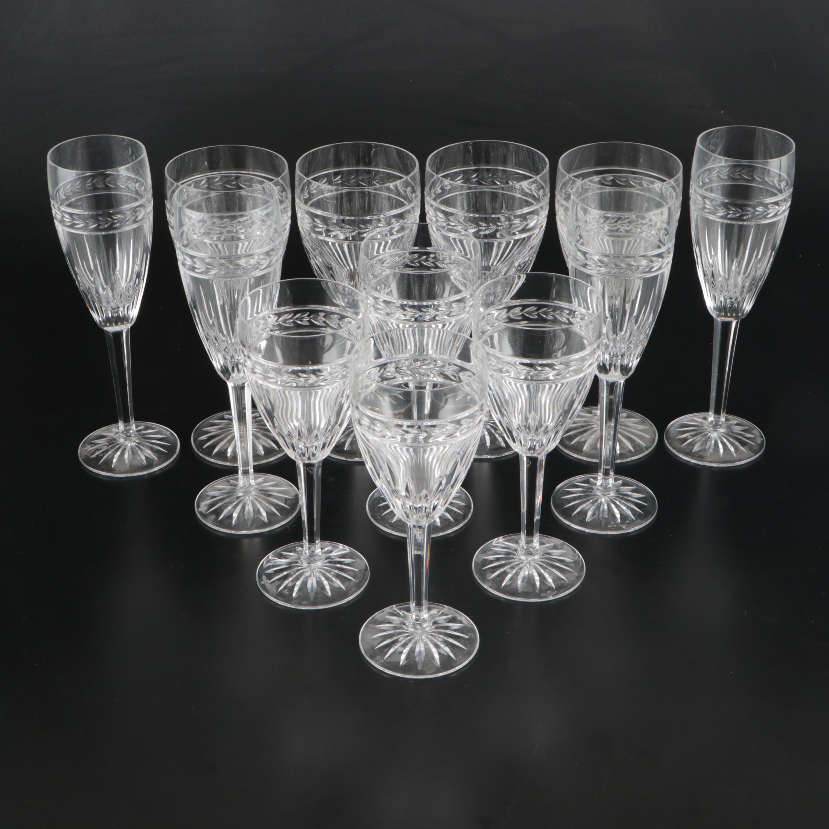 Water "Glandore" Crystal Flutes, Wine Glasses, and Water Goblets