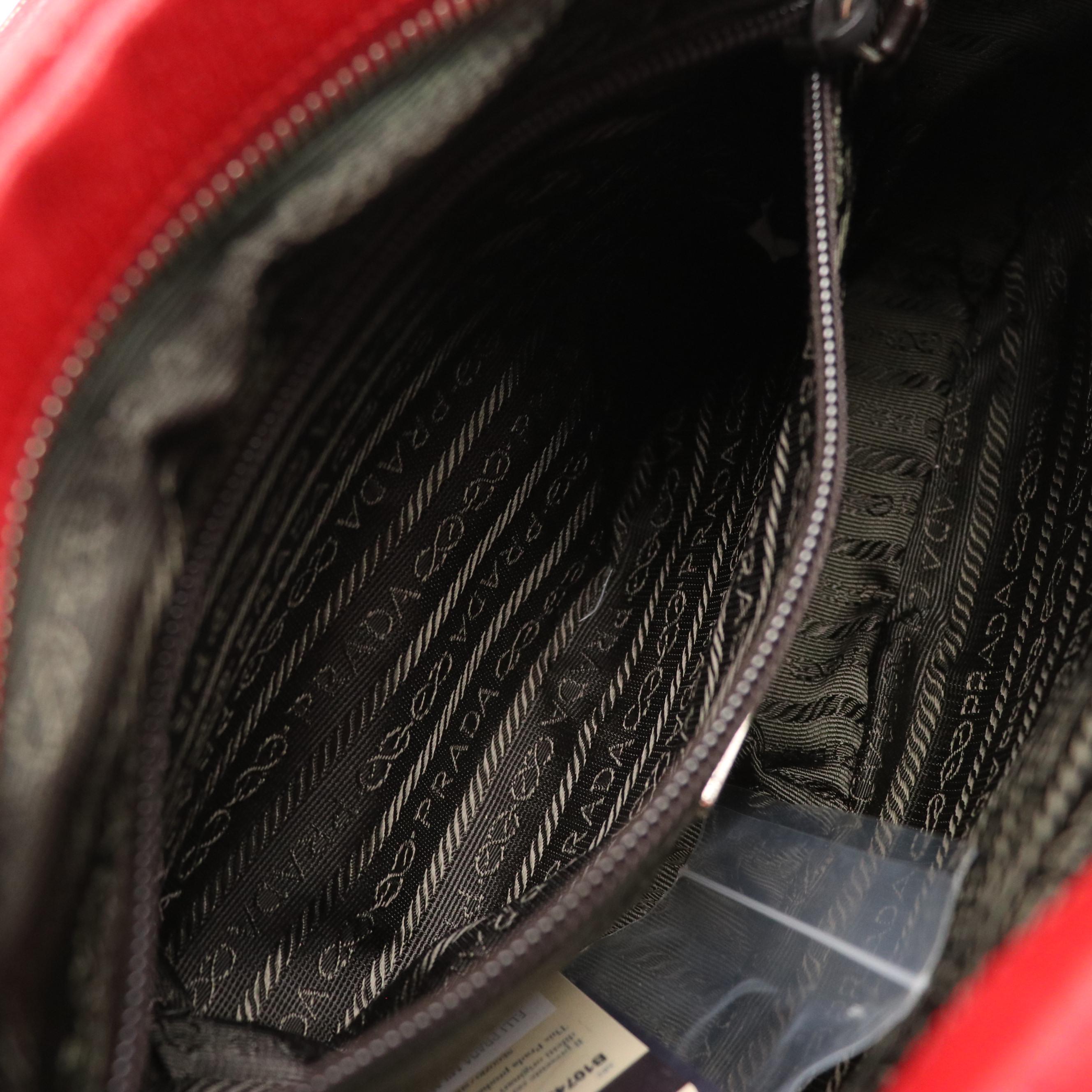 Prada Buckle Shoulder Bag B10749 in Rubino Cinghiale Leather