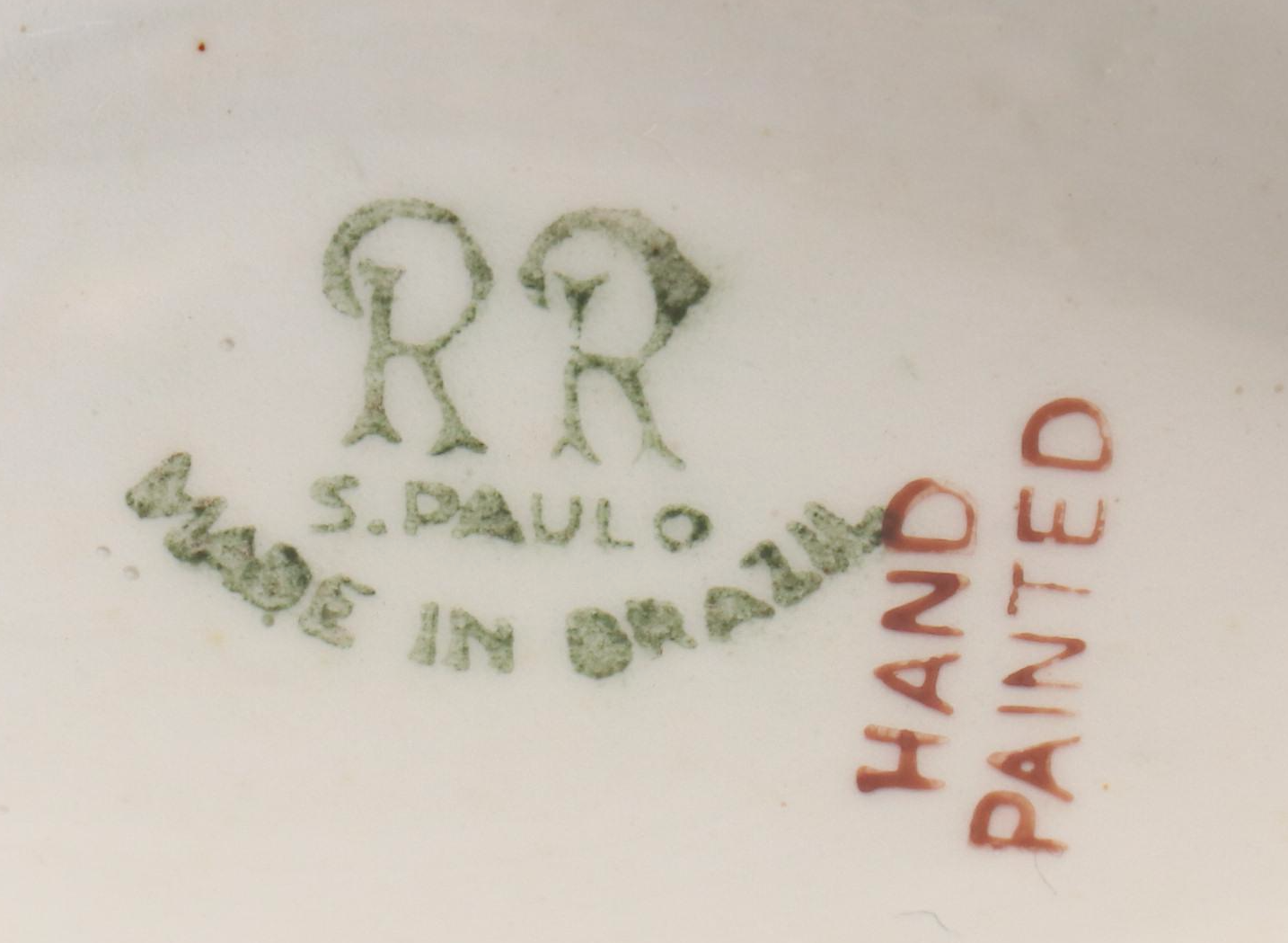 Pair of RR Brazilian Ceramic Victorian Style Vases, Mid to Late 20th Century