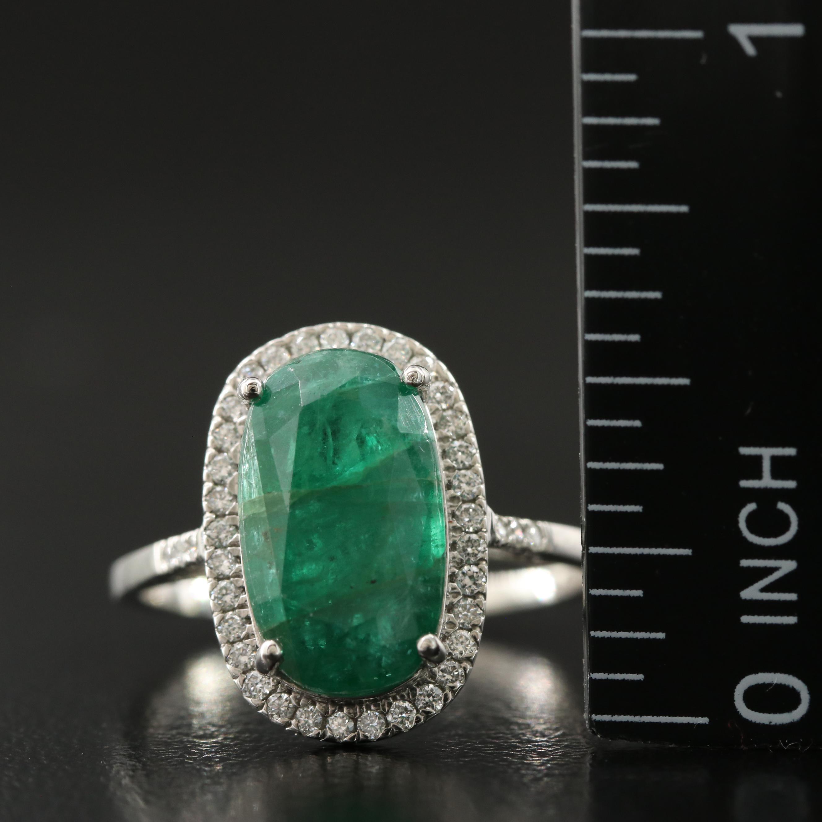 Platinum 3.97 CT Emerald and 0.21 CTW Diamond Ring