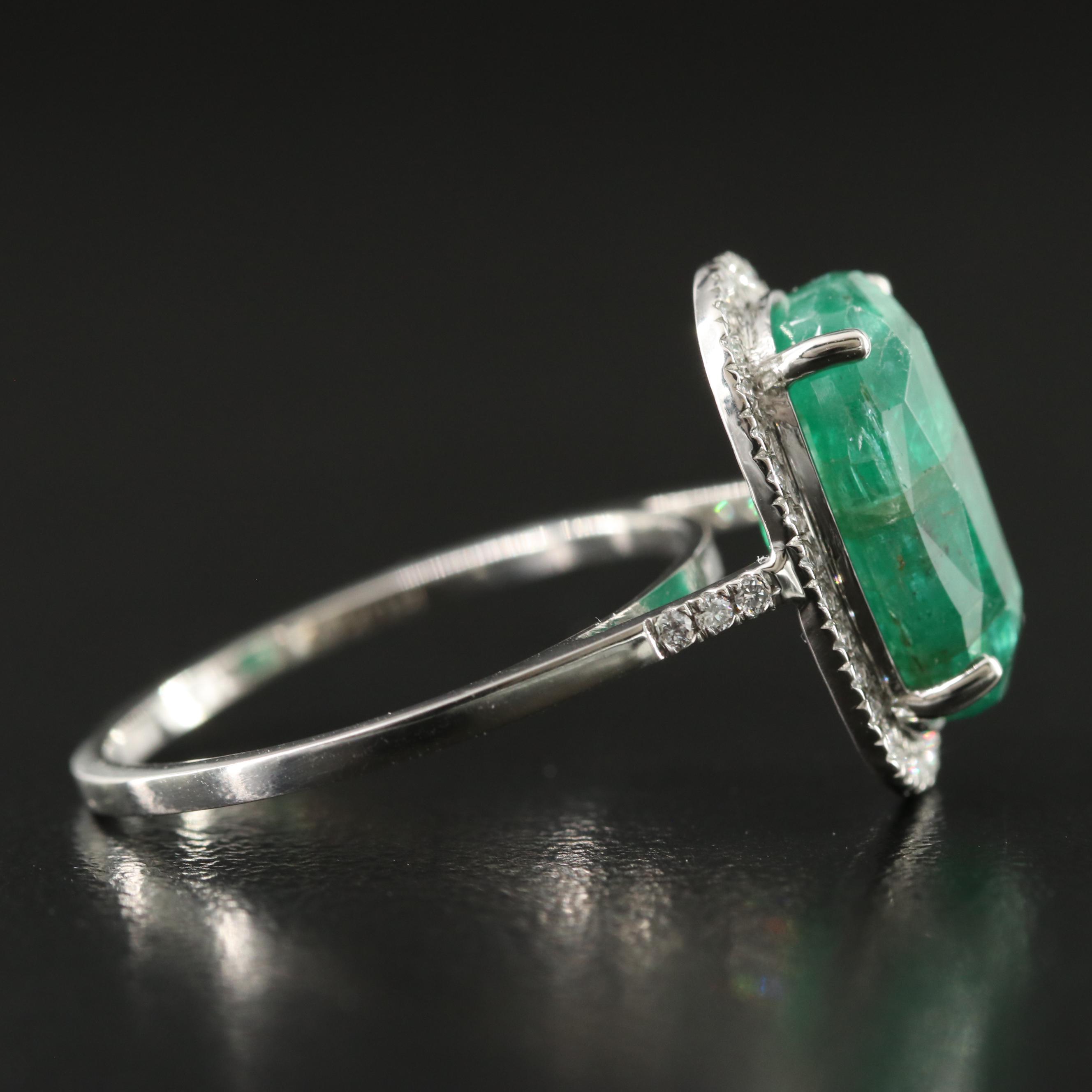 Platinum 3.97 CT Emerald and 0.21 CTW Diamond Ring