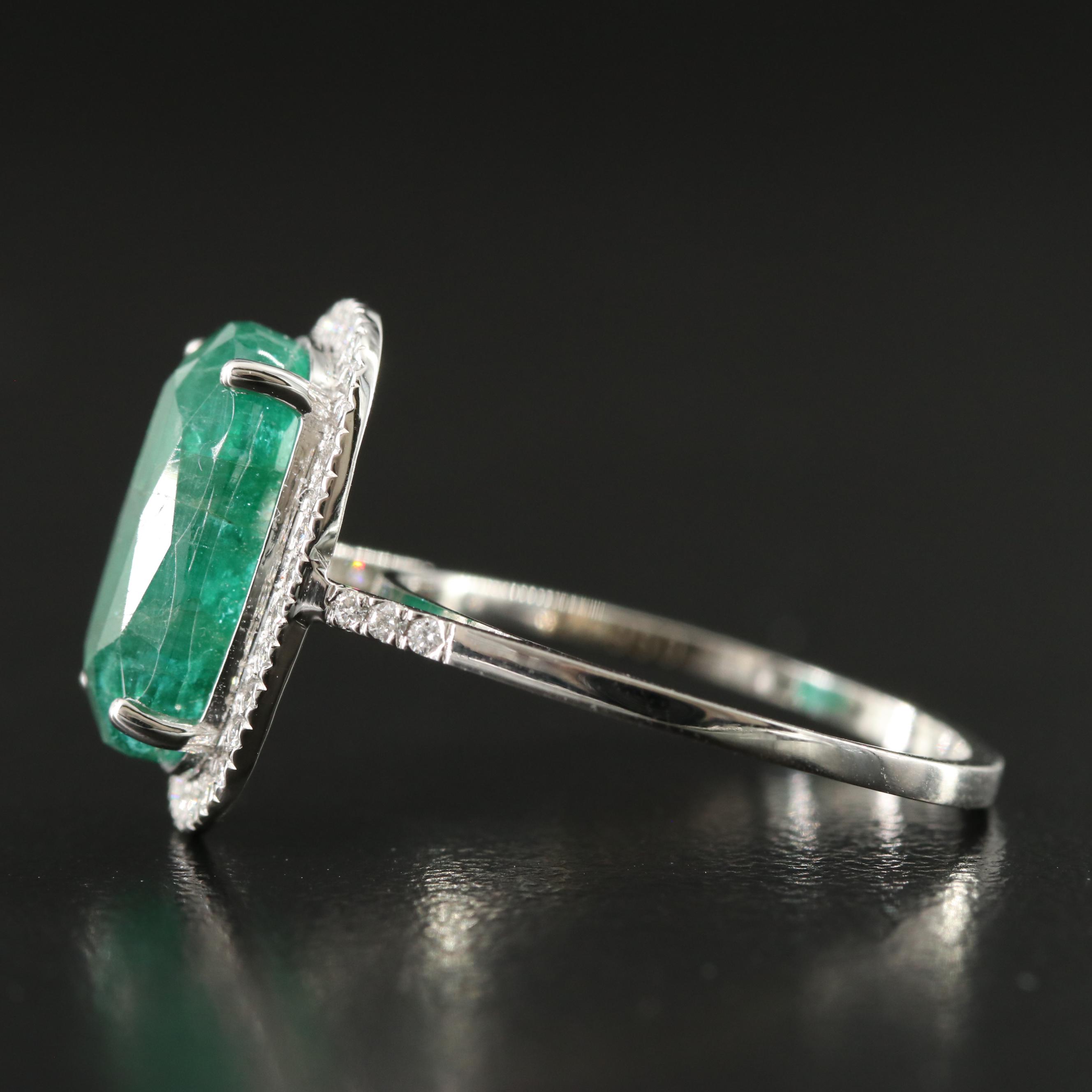 Platinum 3.97 CT Emerald and 0.21 CTW Diamond Ring