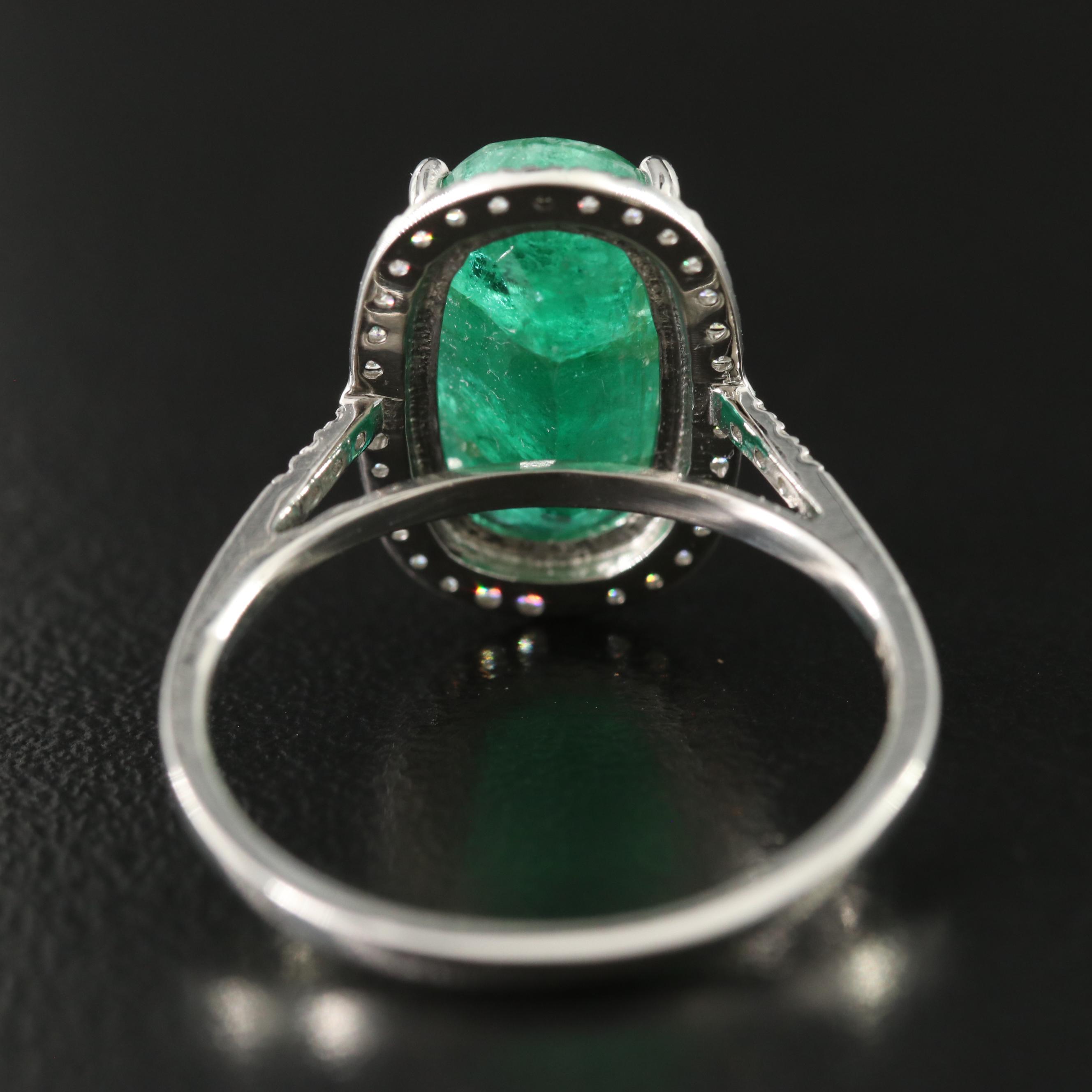 Platinum 3.97 CT Emerald and 0.21 CTW Diamond Ring