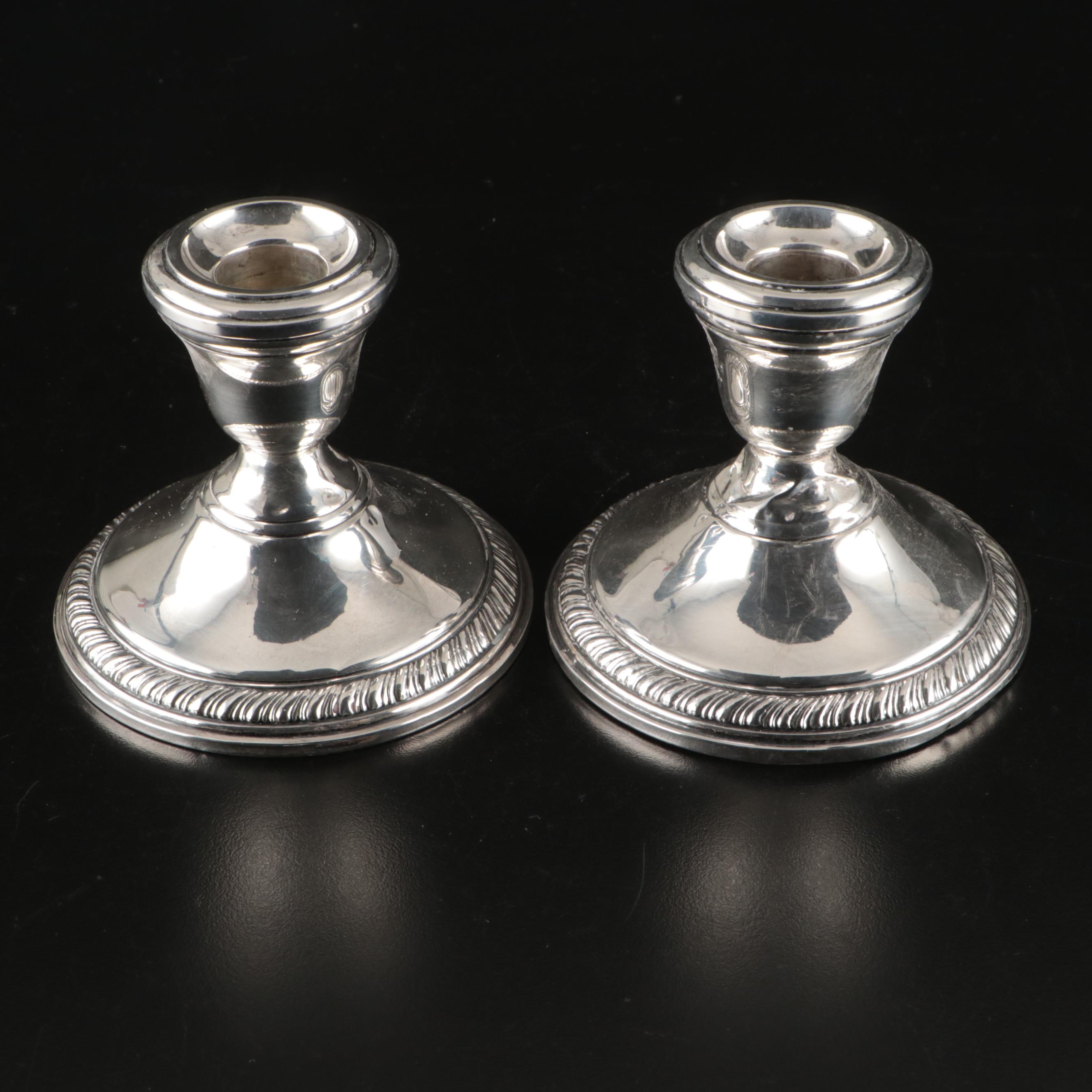 Gadrooned Sterling Silver Candlesticks