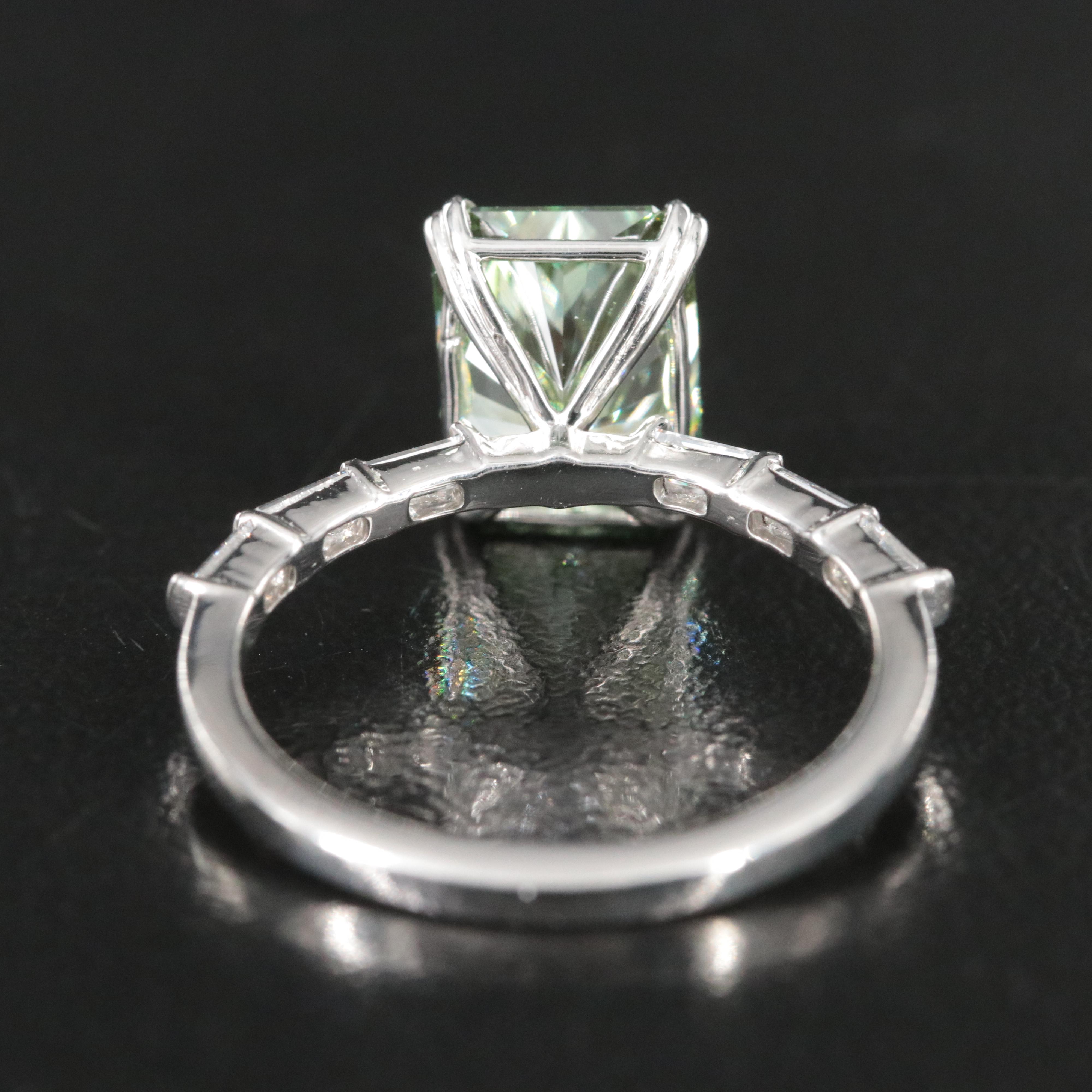 Platinum 3.38 CTW Lab Grown Diamond Ring with Fancy Green Center and IGI Report