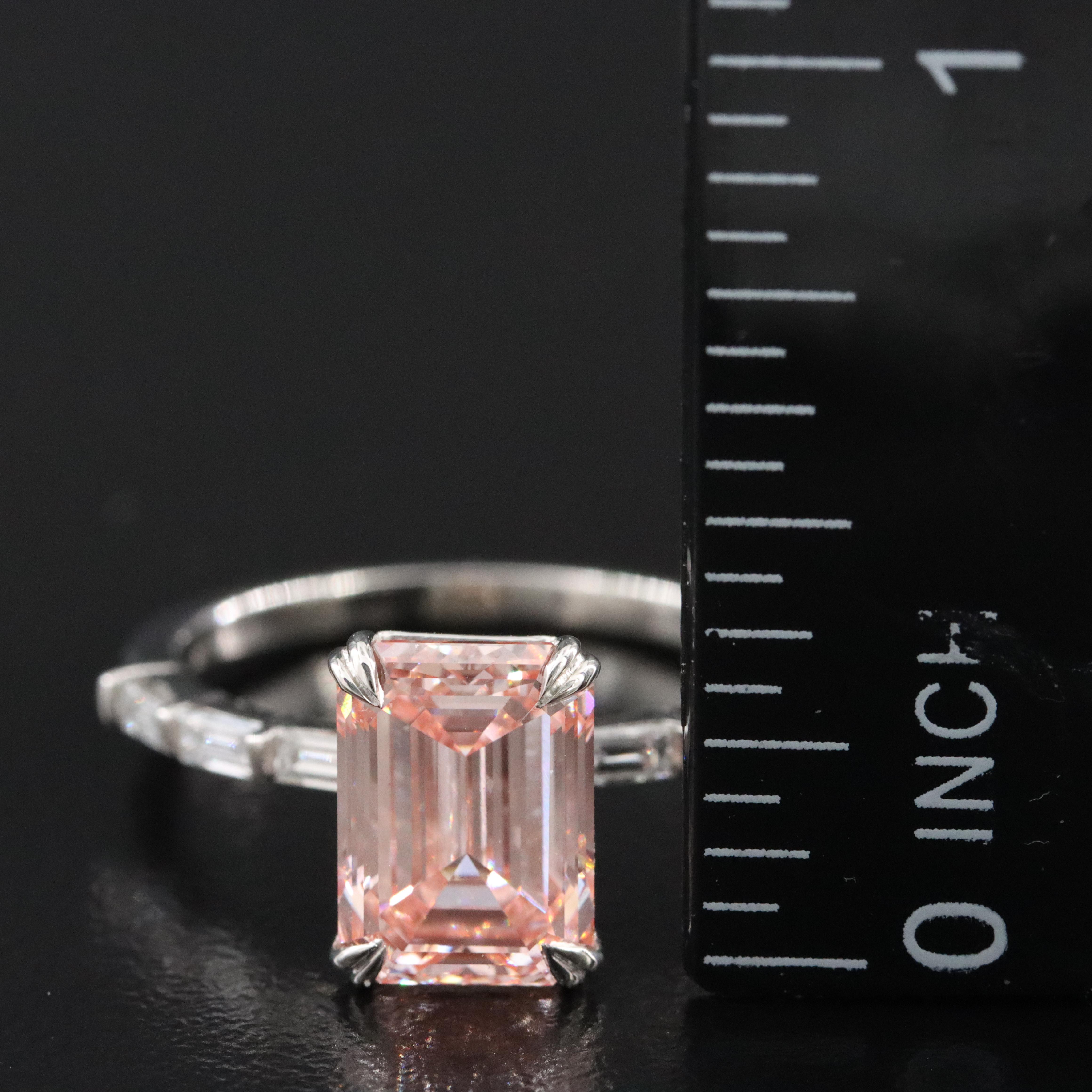 Platinum 3.35  CTW Diamond Ring with Fancy Pink and IGI Reports