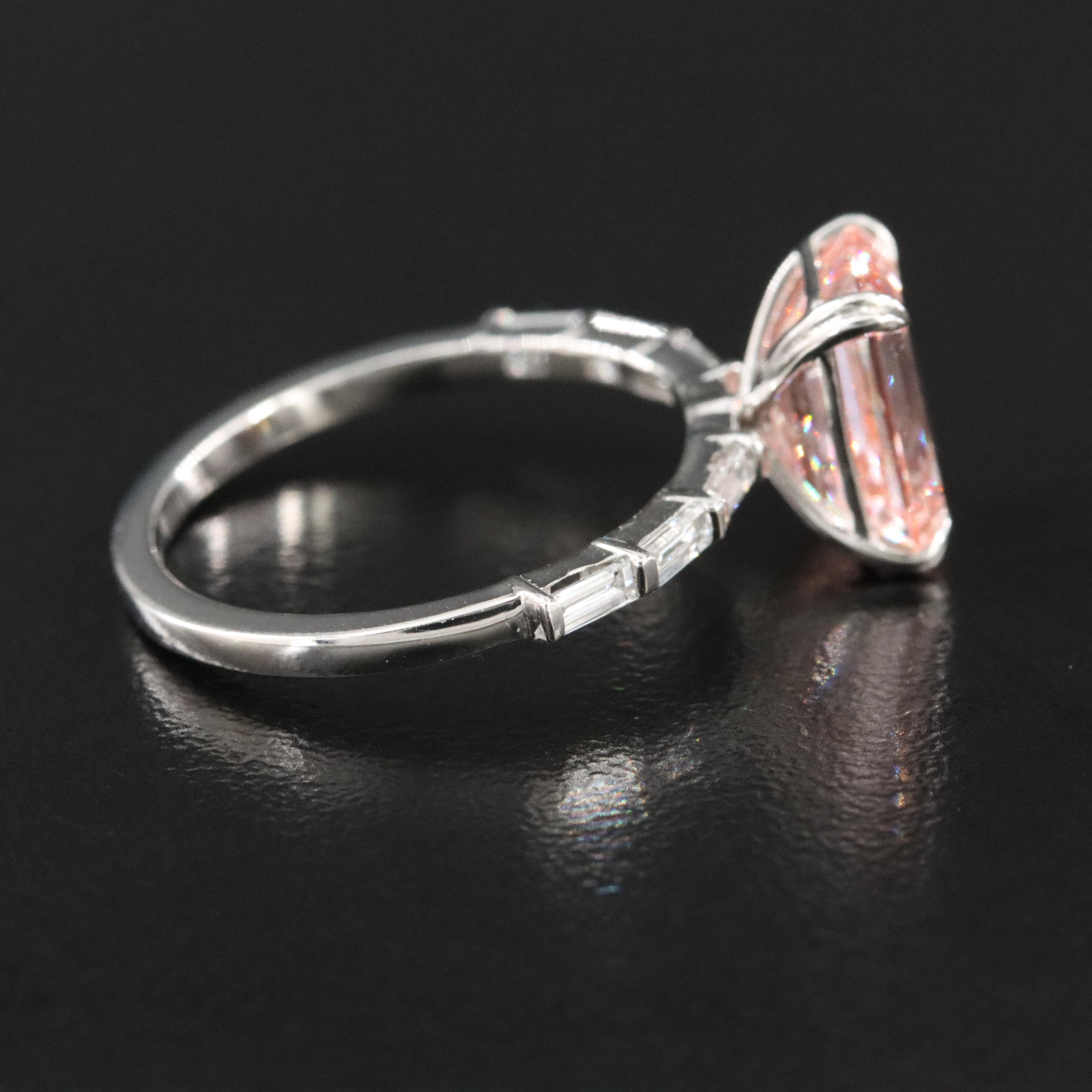 Platinum 3.35  CTW Diamond Ring with Fancy Pink and IGI Reports
