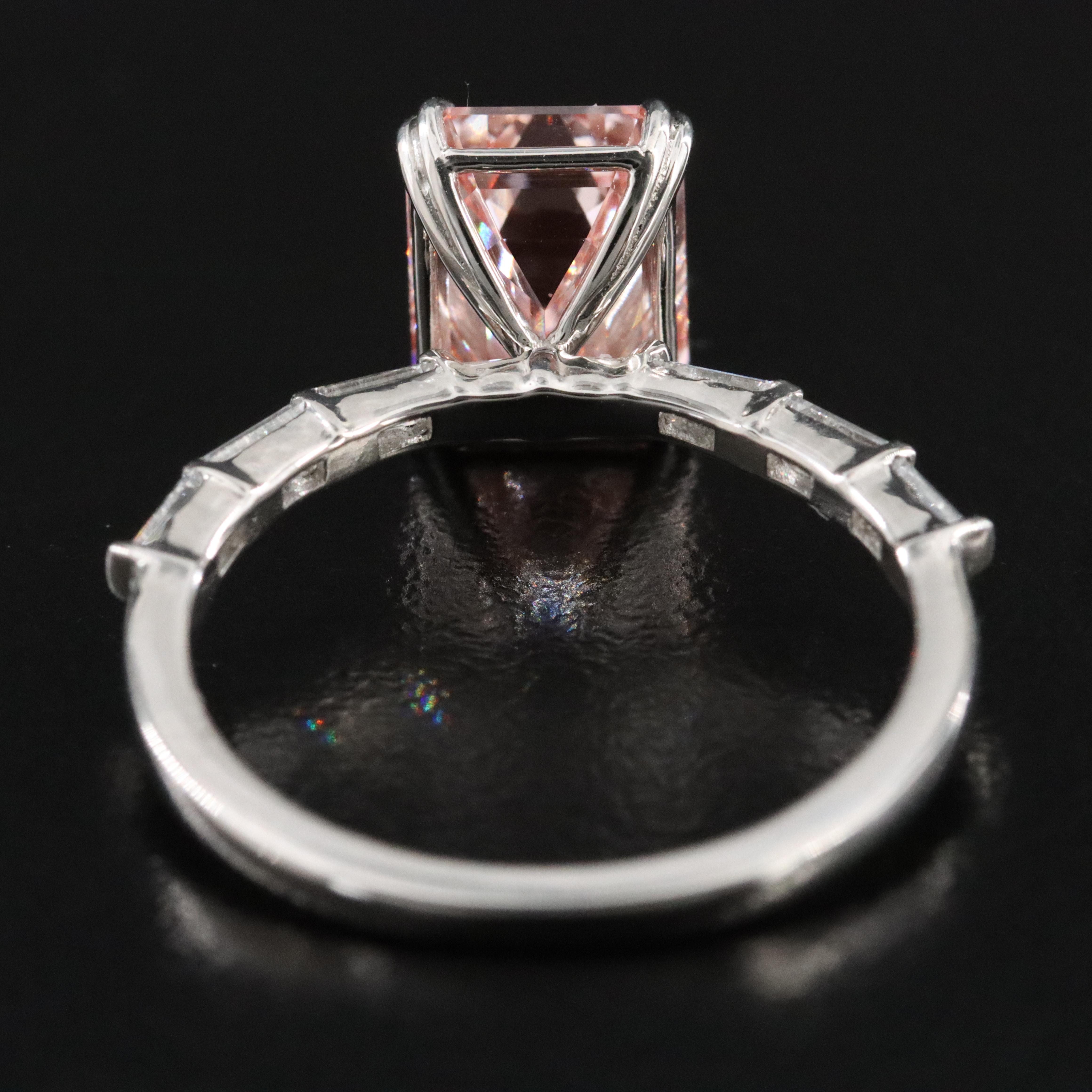 Platinum 3.35  CTW Diamond Ring with Fancy Pink and IGI Reports